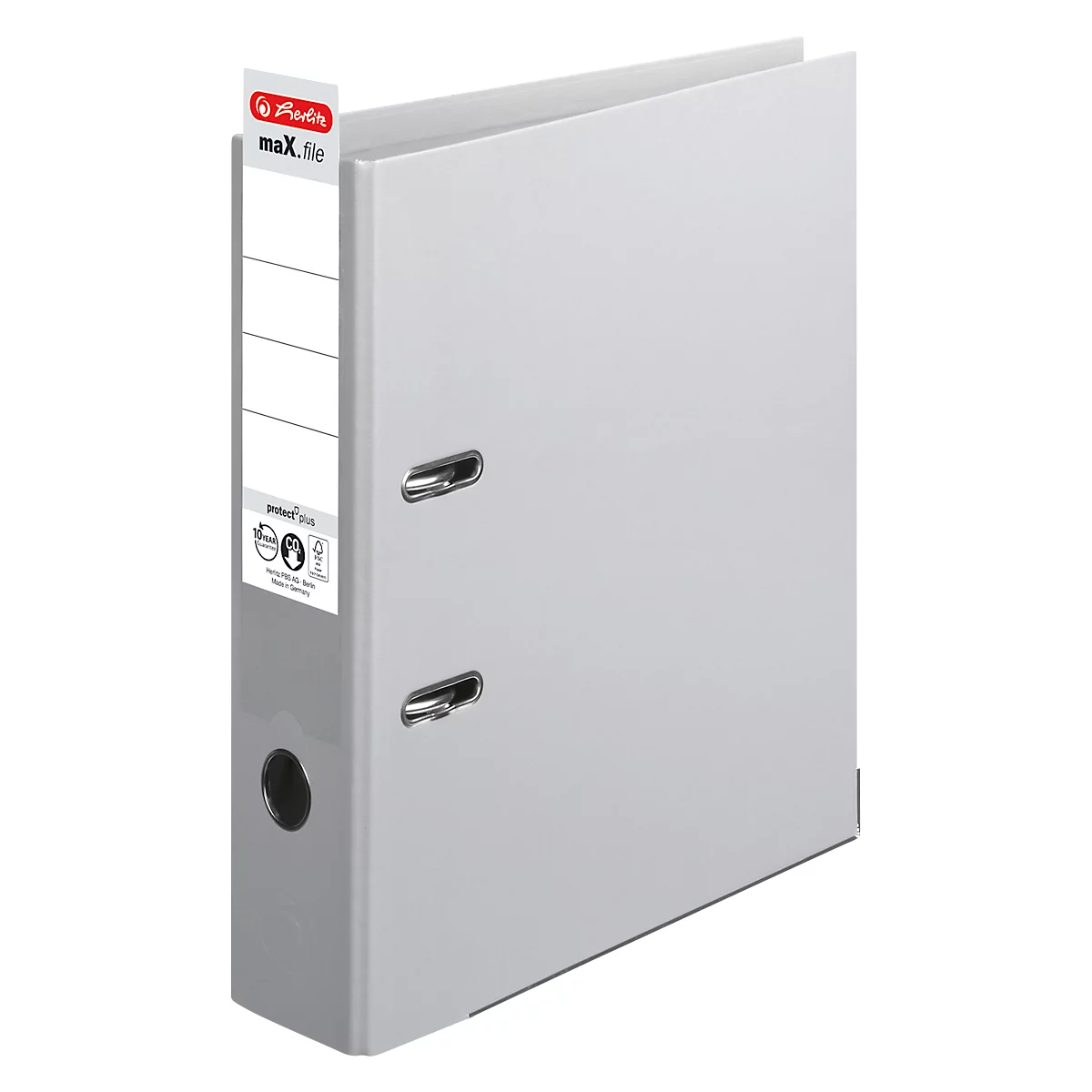 herlitz Ordner maX.file protect plus, DIN A4, Rückenbreite 80 mm, grau