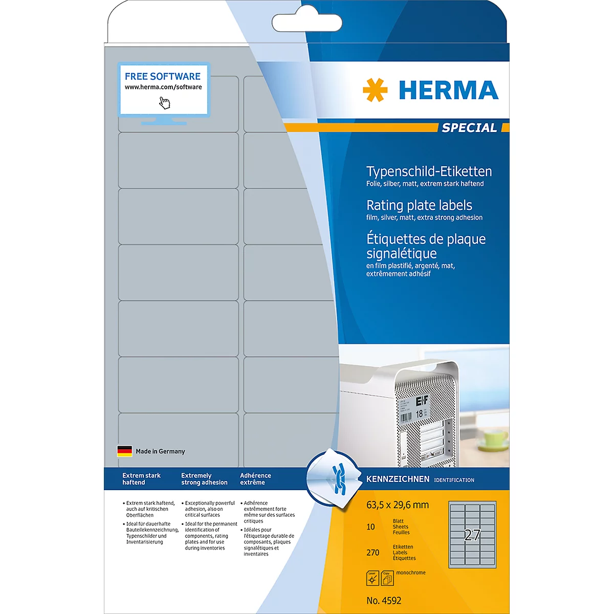 Herma etiketten nr. 4592 van matte polyesterfolie, 270 etiketten, 10 vellen