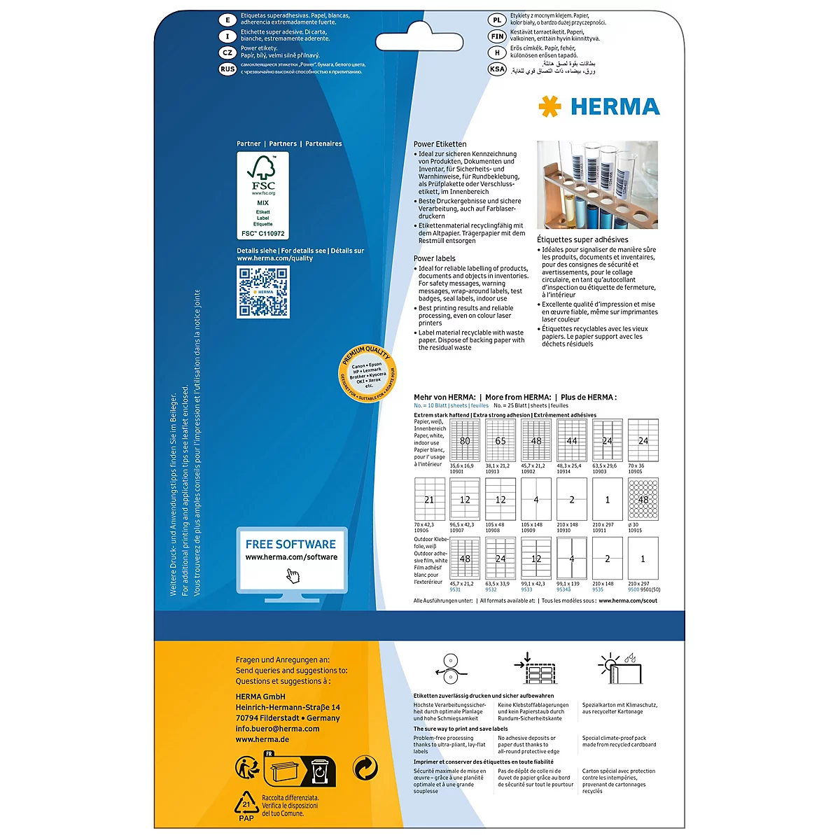 Herma Power-Etiketten Nr. 10917, 37 x 13 mm, selbstklebend, extrem stark haftend, Papier, matt, 2125 Stück