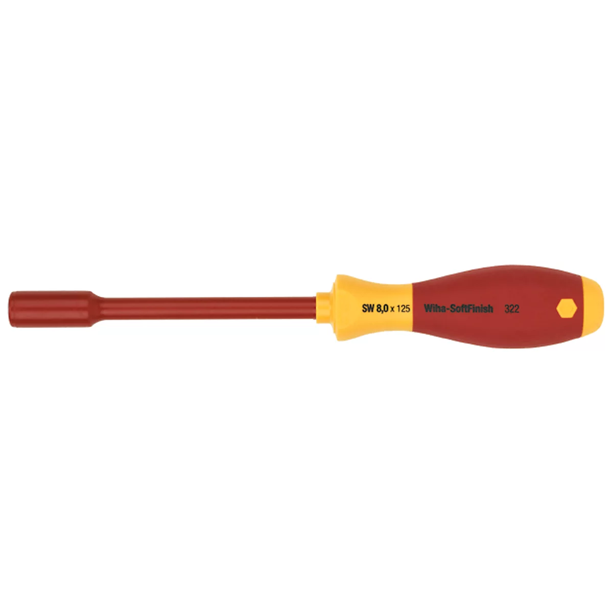 A screwdriver with a red shaft and handle, yellow middle part. Text on the yellow part: SW 8.0 x 125.