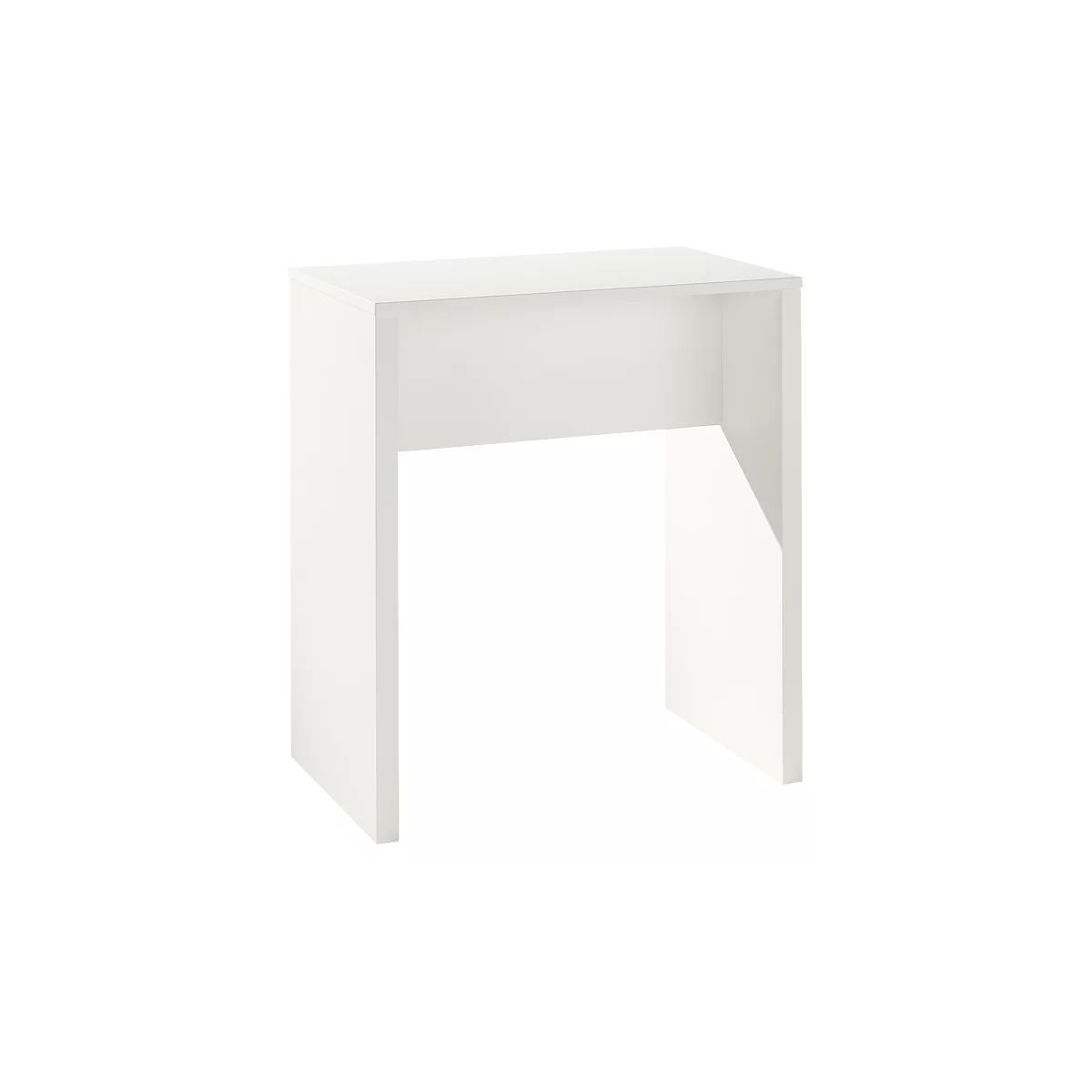 A white, rectangular table with an open niche and flush edges.