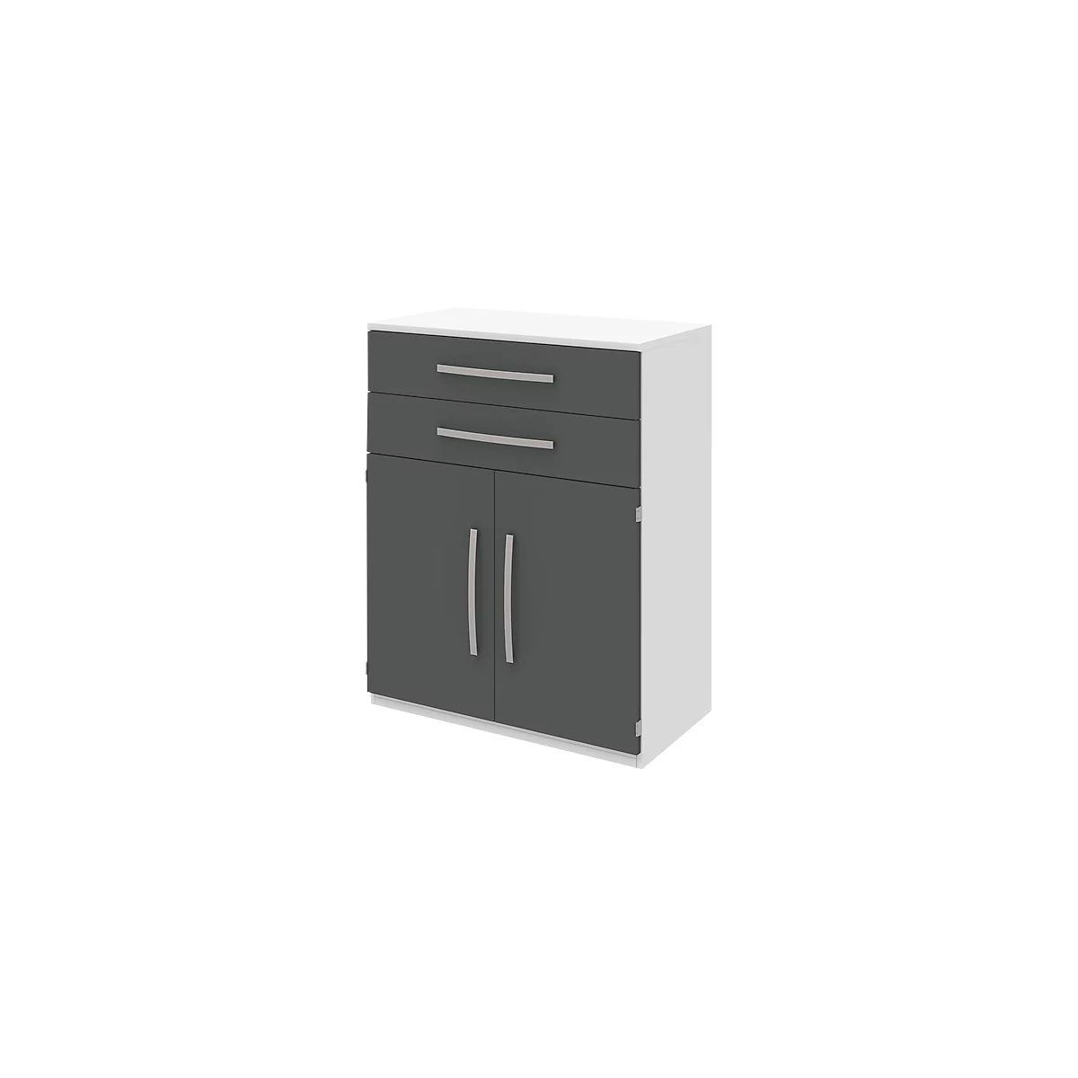 Highboard BARI, 3 OH, 2 Schubkästen, 2 Türen, 1 Boden, B 819 x T 430 x H 1117 mm, weiß/anthrazit