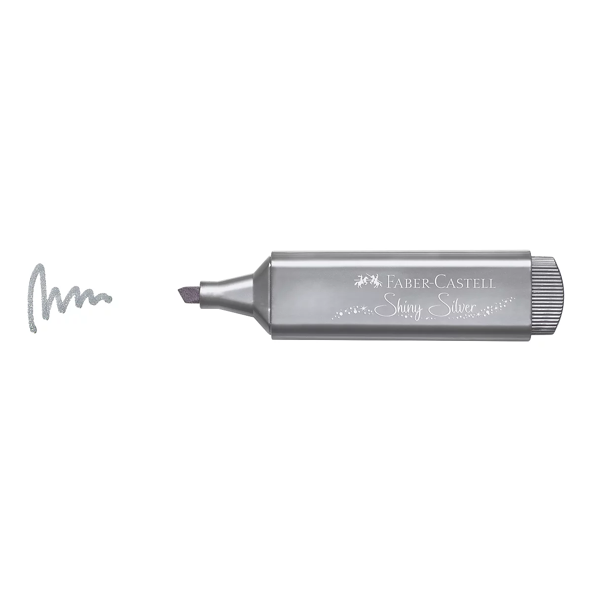 Silver highlighter with gray marking, Faber-Castell lettering.