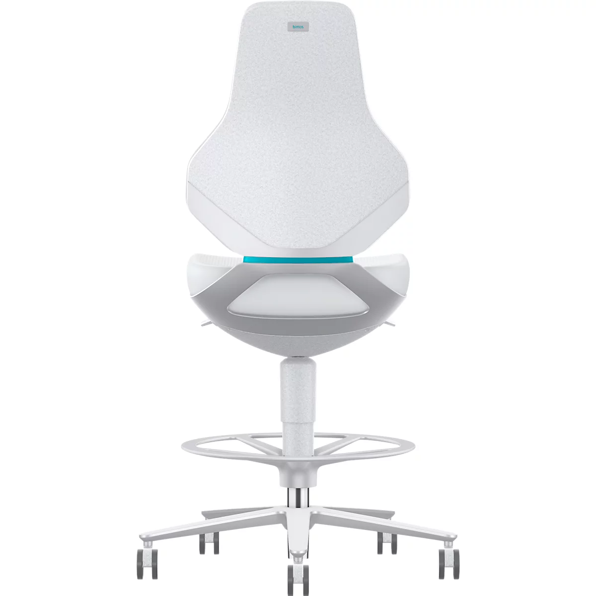Hightech- und Reinraumdrehstuhl Texon 4, Skintec offwhite, Sitz-Stopp-Rollen u. Fußring