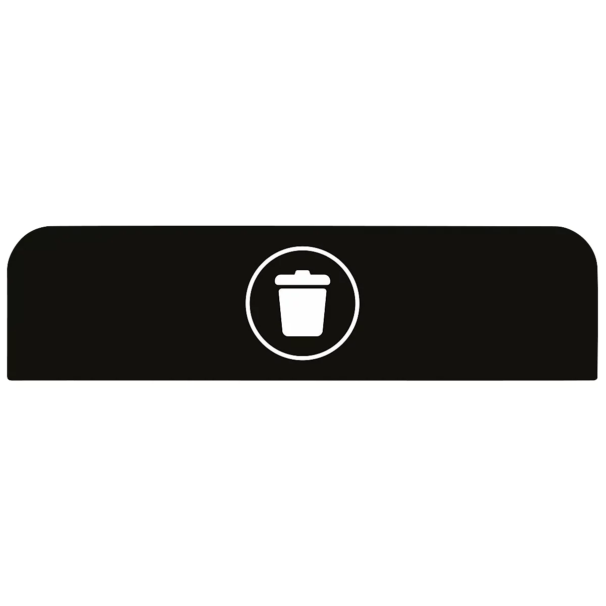 Hinweistafel für konfigurierbare Recyclingstation von Rubbermaid, für 125 Liter Behältereinheit, B 610 x H 203 x T 20 mm, Restmüll, schwarz