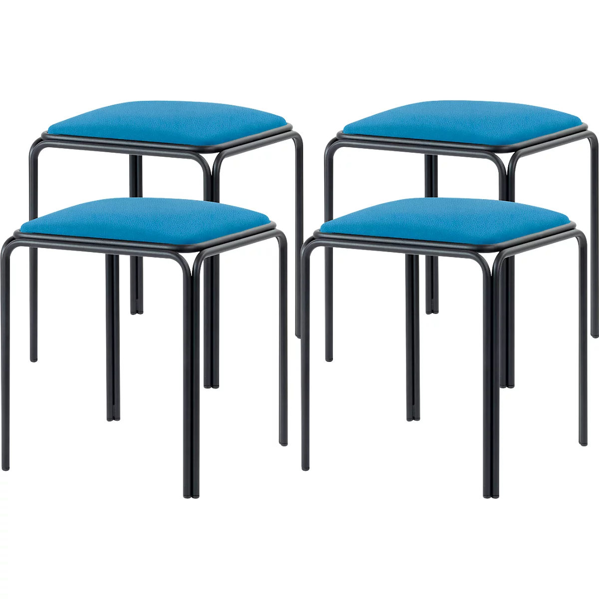Hocker Bistro, 4 Stück, Sitz Kunstleder, blau