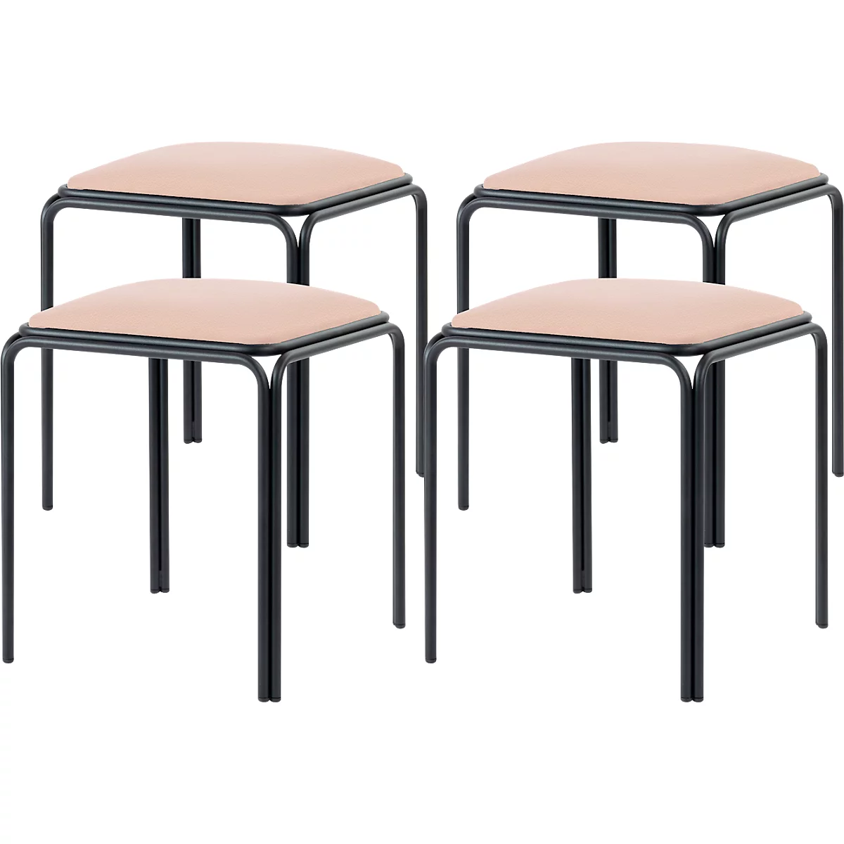 Hocker Bistro, 4 Stück, Sitz Kunstleder, elfenbein