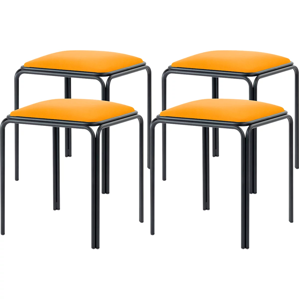 Hocker Bistro, 4 Stück, Sitz Kunstleder, safran