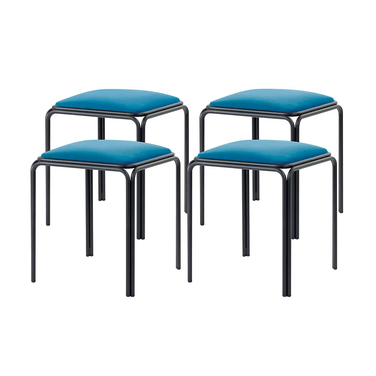Hocker Bistro, 4 Stück, Sitz Samt, blau