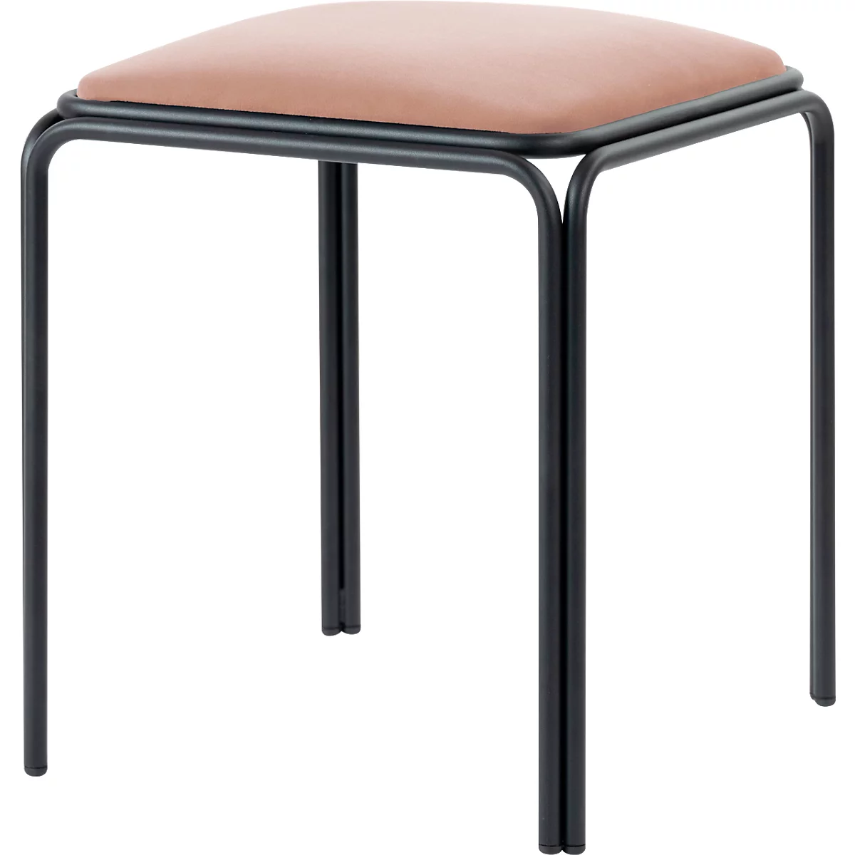 Hocker Bistro, 4 Stück, Sitz Samt, elfenbein