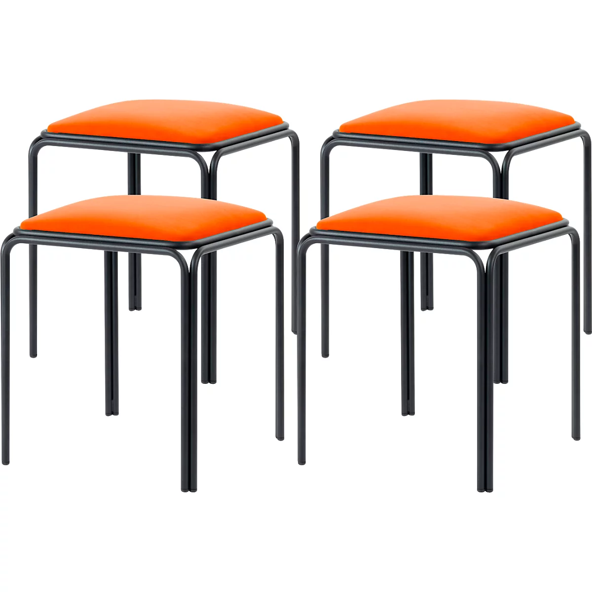 Hocker Bistro, 4 Stück, Sitz Samt, rost