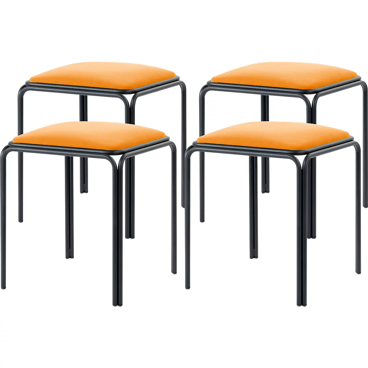 Hocker Bistro, 4 Stück, Sitz Samt, safran