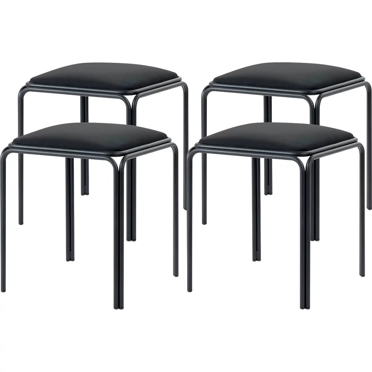 Hocker Bistro, 4 Stück, Sitz Samt, schwarz