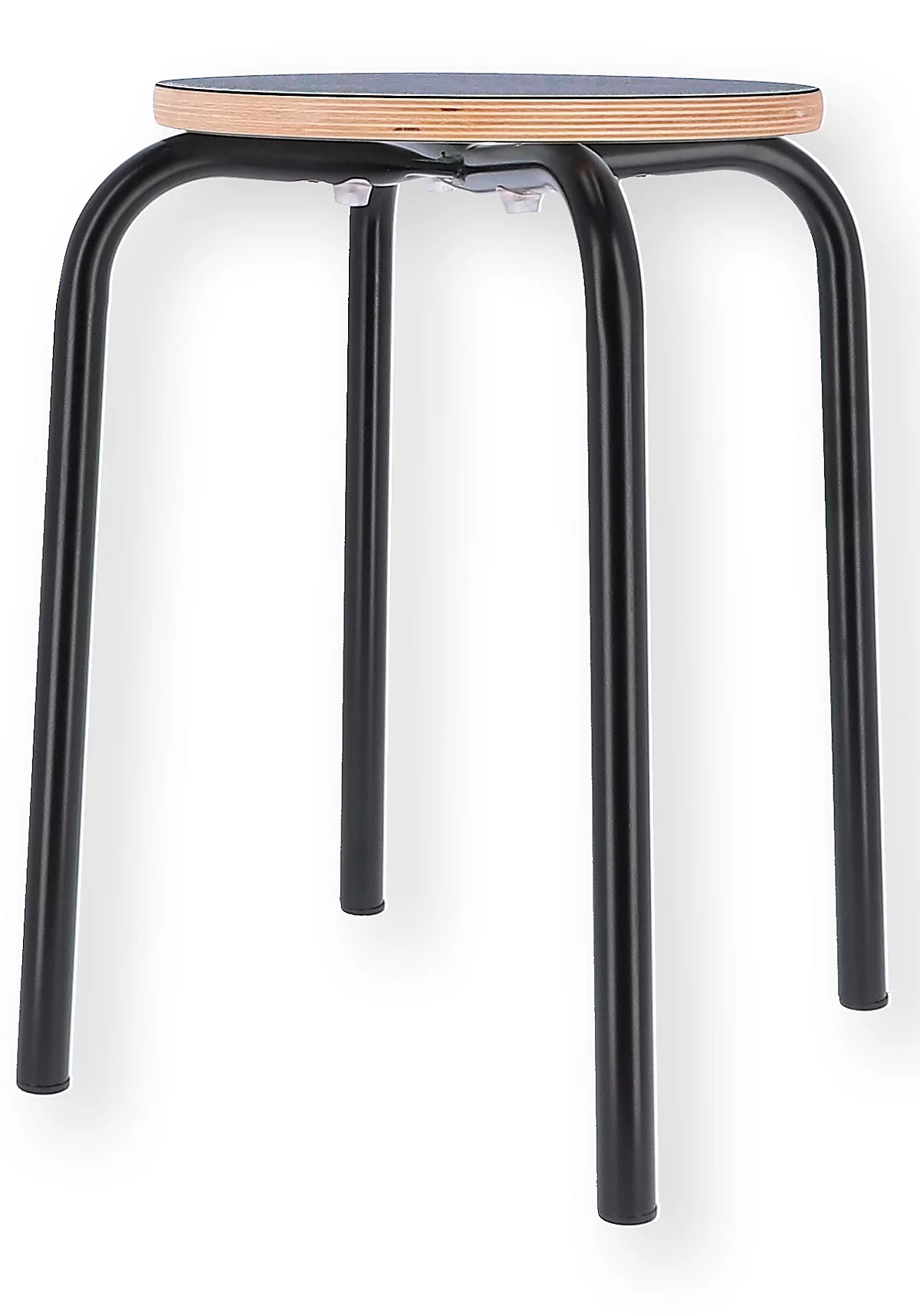 Hocker PARIS, stapelbar, Rundrohrfuß-Gestell, Ø 330 x T 330 x H 460 mm, schwarz/schwarz