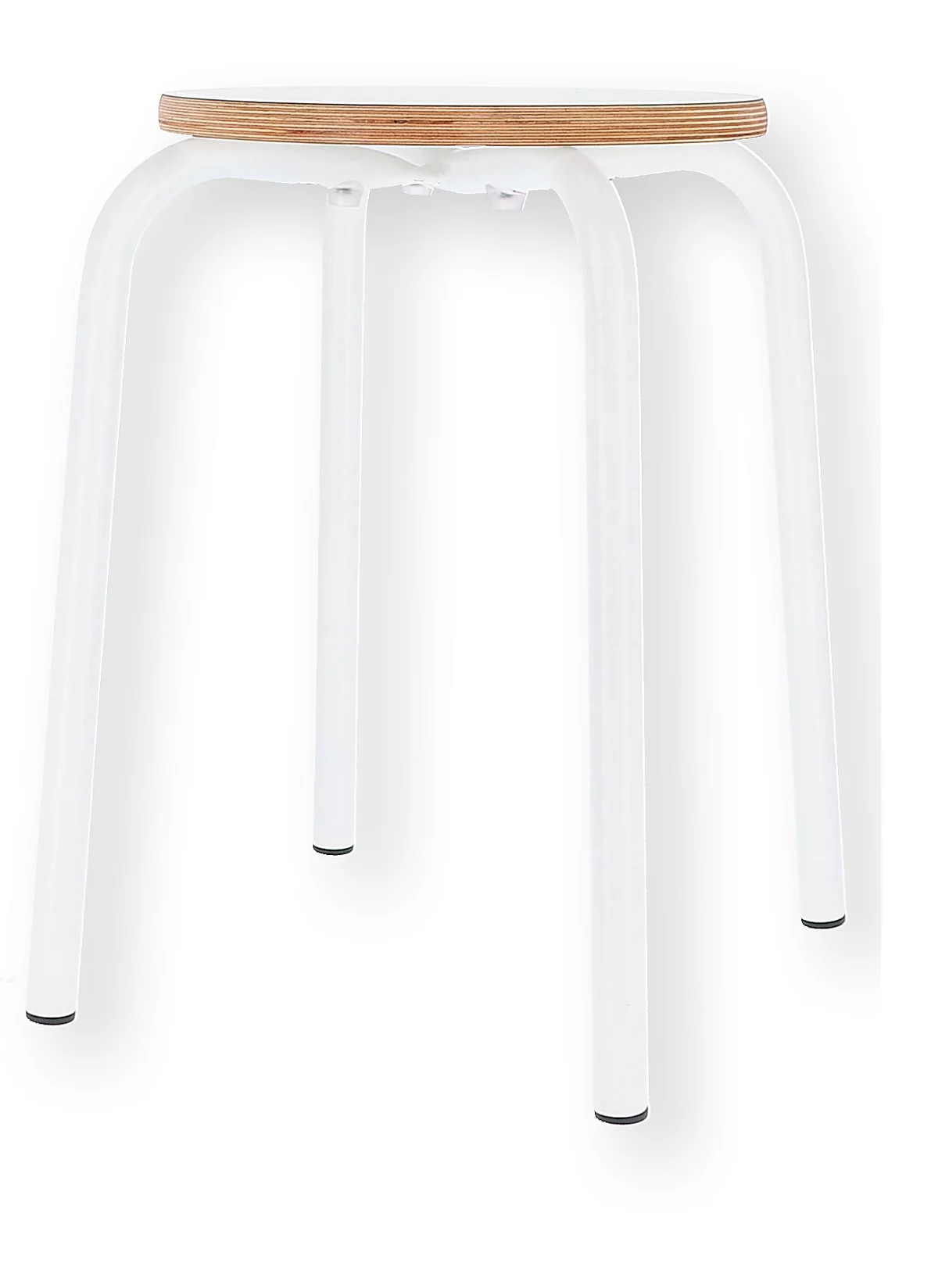 Hocker PARIS, stapelbar, Rundrohrfuß-Gestell, Ø 330 x T 330 x H 460 mm, weiß/weiß