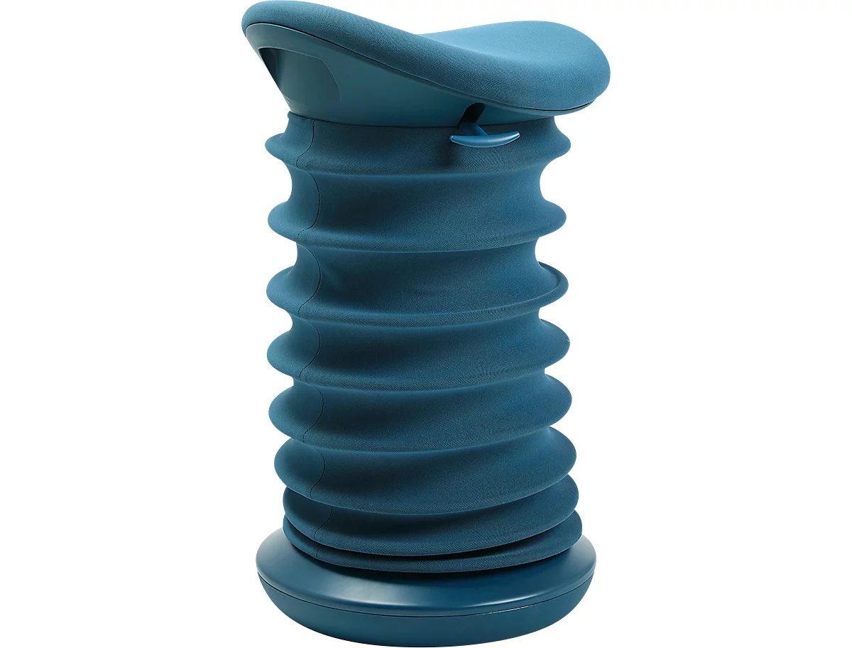 Hocker Topstar® Sitness 4D, für bewegtes & ergonomisches Sitzen, Federmechanik, sitzhöhenverstellbar, B 375 x T 360 x H 530-640 mm, Stoffbezug blau