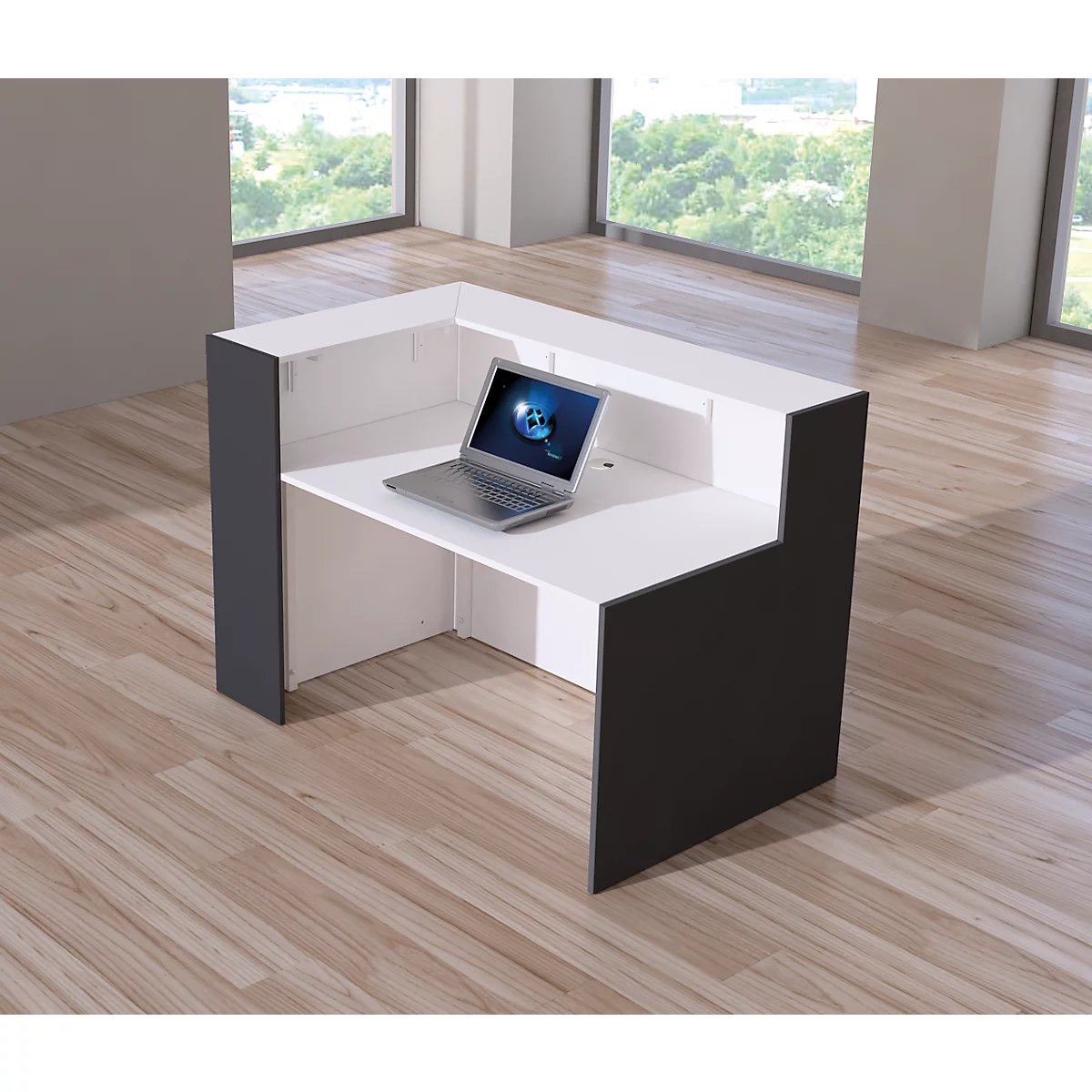 Hoekbalie Faro, melamine gecoat, ABS randen, B 1500 x D 950 x H 1080 mm, wit