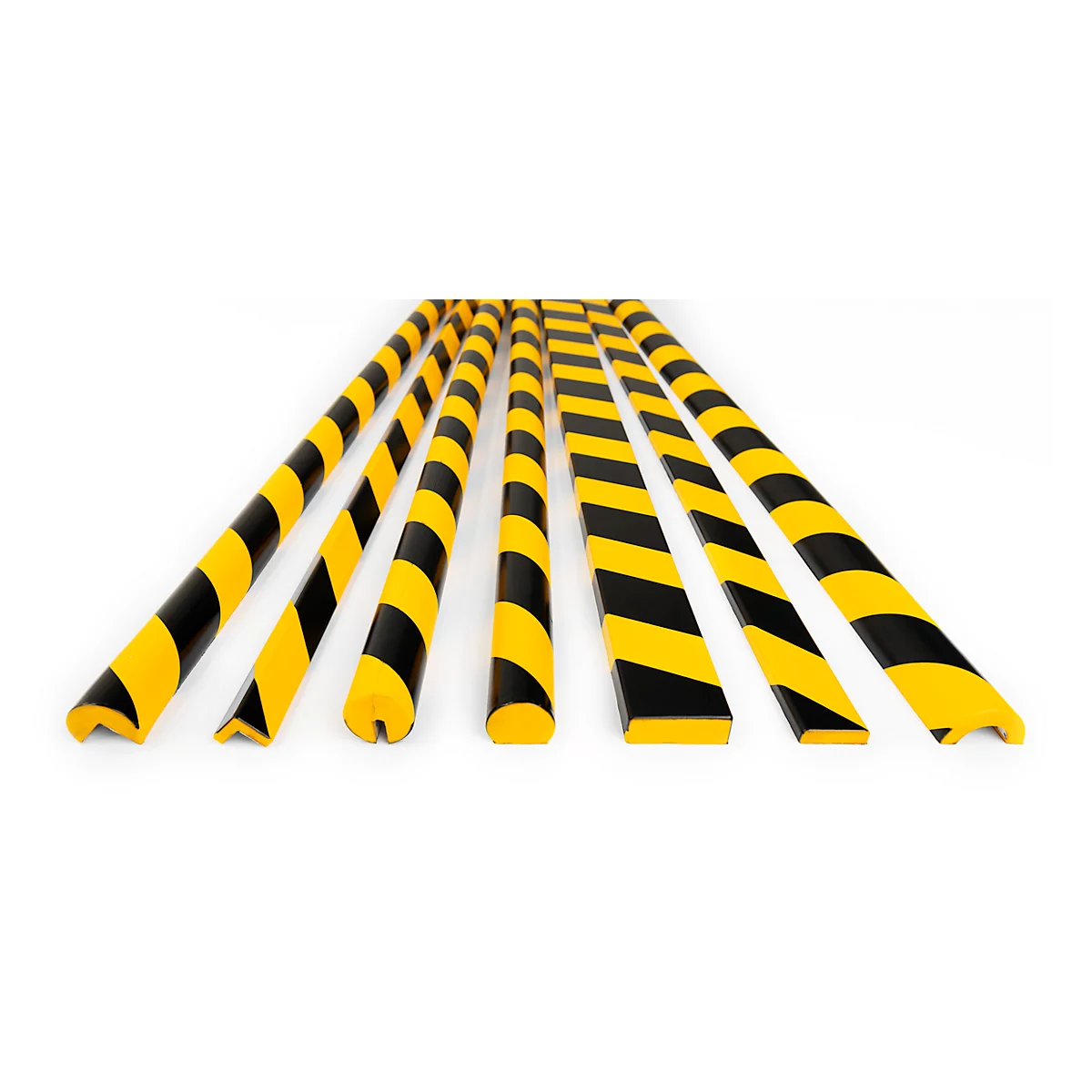 Hoekbeschermingsprofiel Durable C25R, halfrond, voor binnen en buiten, kleefoppervlak 25 mm aan elke kant, L 1000 x B 40 mm, PU schuim, geel/zwart