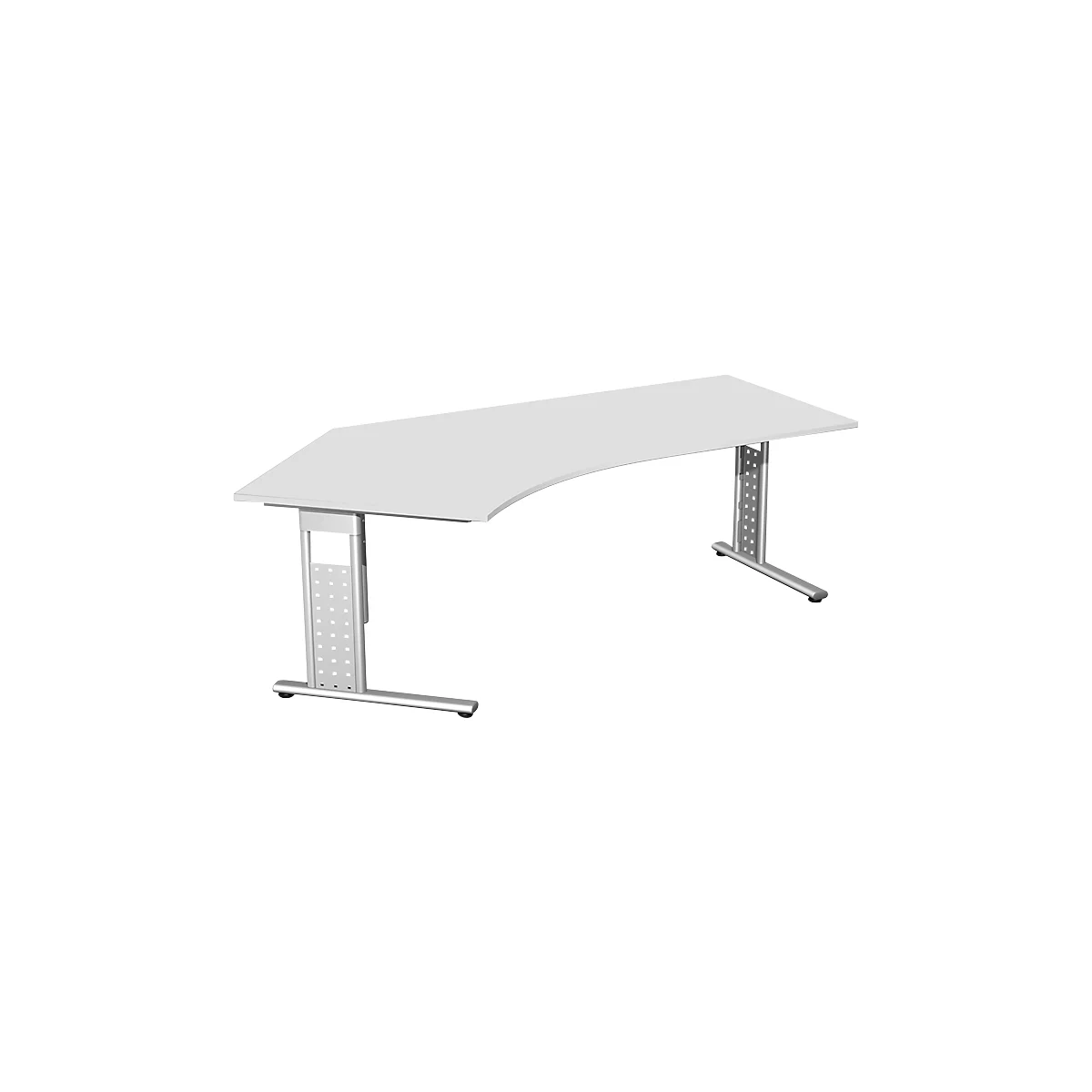 Hoekbureautafel 135° ALICANTE, C-poot, aanbouw links, B 2166 x D 800 x H 680-820 mm, lichtgrijs