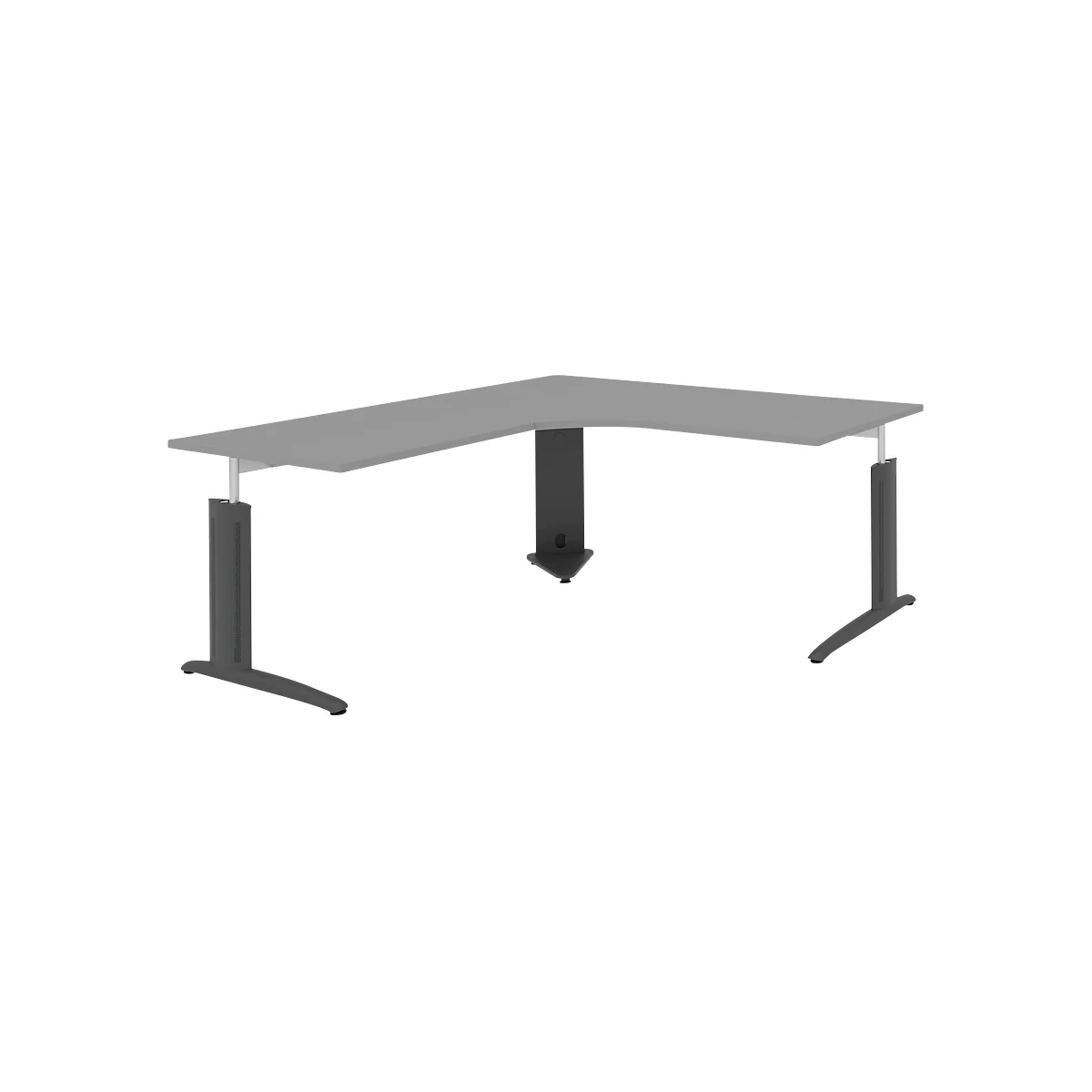 Hoekbureautafel BARI, 90°, hoek links, C-poot, B 1800 x D 1800 mm, middengrijs