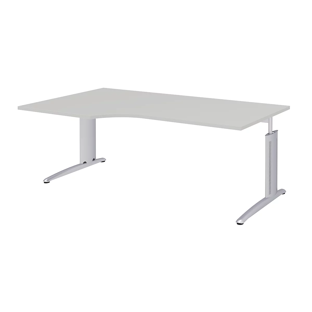 Hoekbureautafel BARI, 90°, vorm A, hoek links, C-poot, B 2000 x D 800 mm, lichtgrijs
