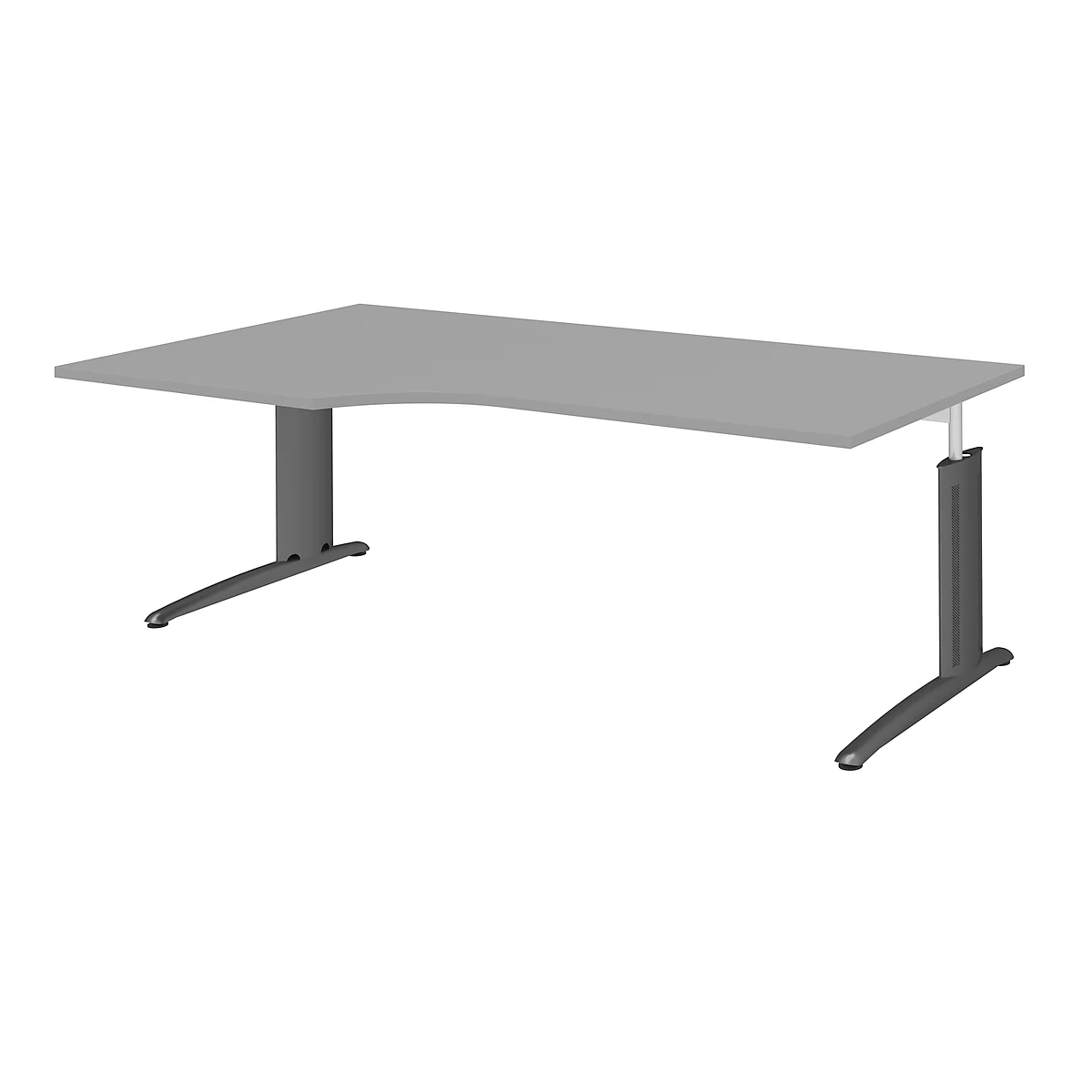 Hoekbureautafel BARI, 90°, vorm A, hoek links, C-poot, B 2000 x D 800 mm, middengrijs
