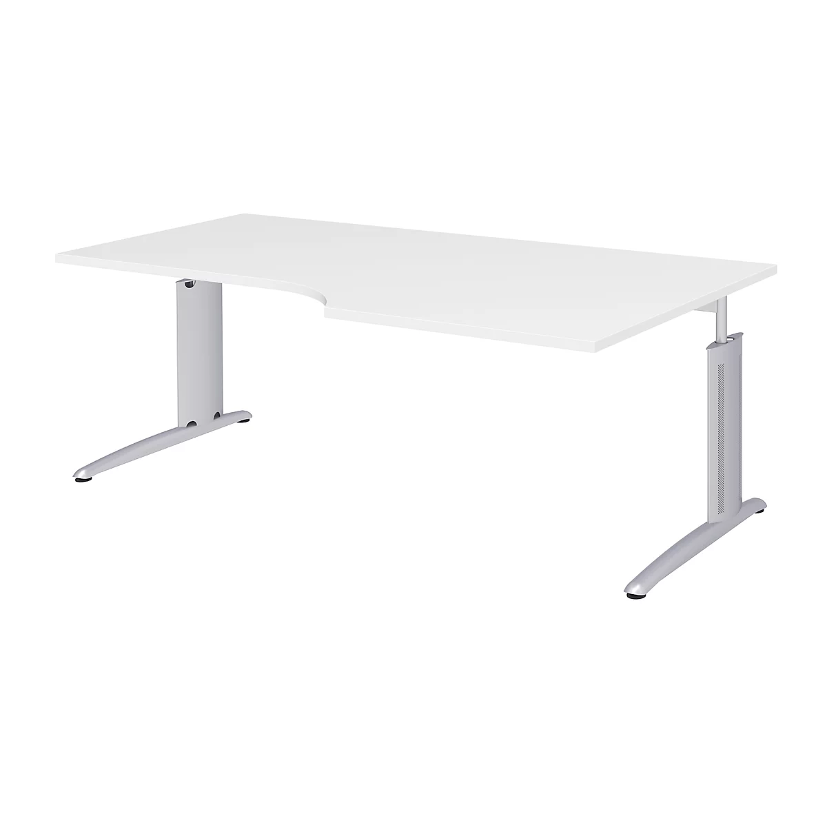 Hoekbureautafel BARI, 90°, vorm A, hoek rechts, C-poot, B 2000 x D 1000 mm, wit