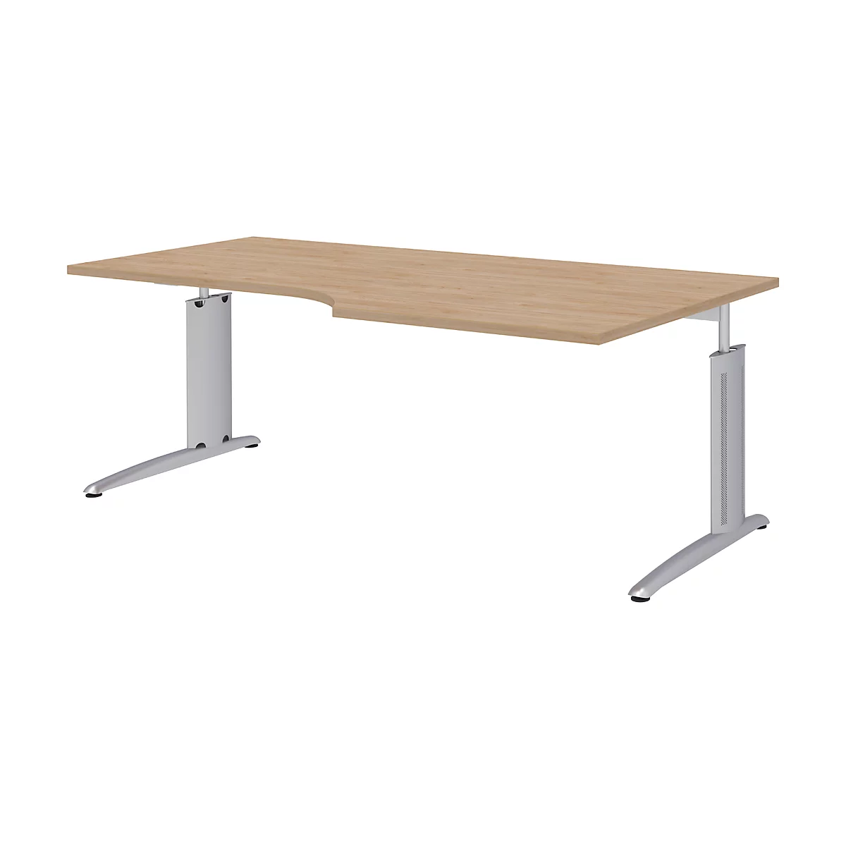 Hoekbureautafel BARI, 90°, vorm A, hoek rechts, C-poot, B 2000 x D 800 mm, eikenpatroon