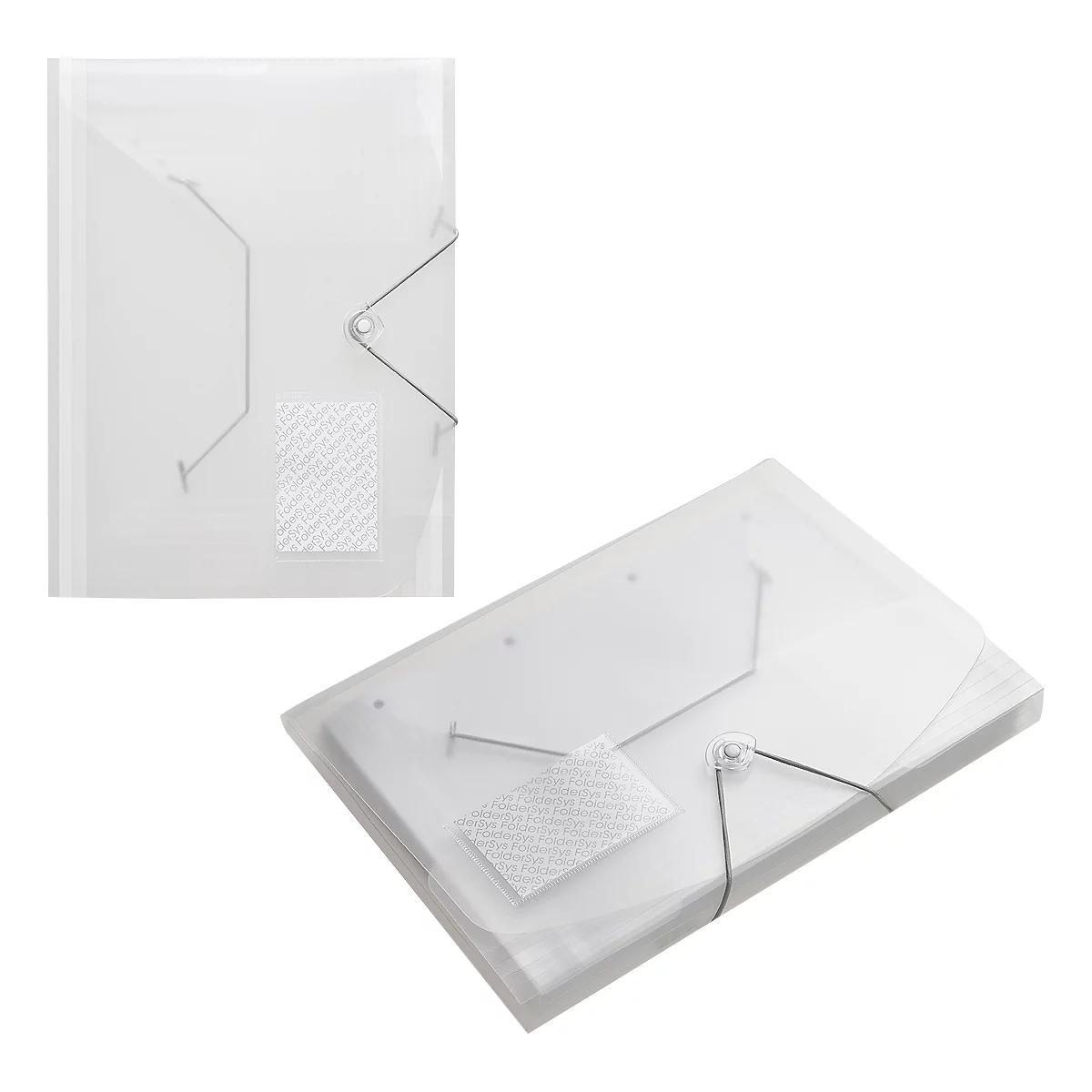 Hoekmappen FolderSys JUMBO, A4, B 240 x H 320 mm, 3 binnenflappen &amp; elastische sluiting, polypropyleen, dikte 0,42 mm, transparant, 10 st.