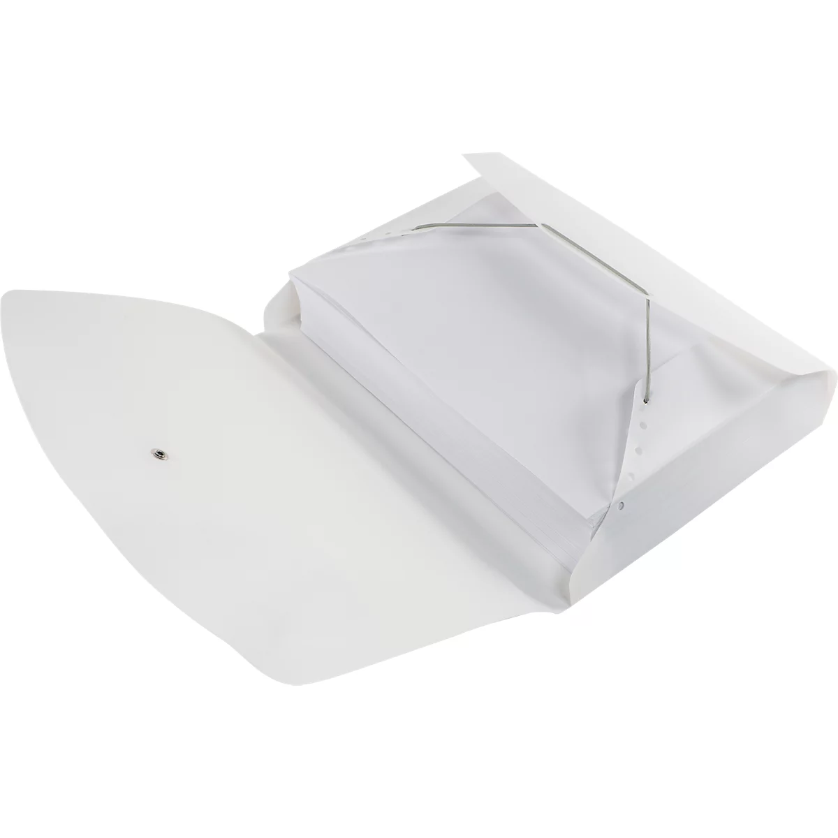 Hoekmappen FolderSys JUMBO, A4, B 240 x H 320 mm, 3 binnenflappen &amp; elastische sluiting, polypropyleen, dikte 0,42 mm, wit, 10 st.