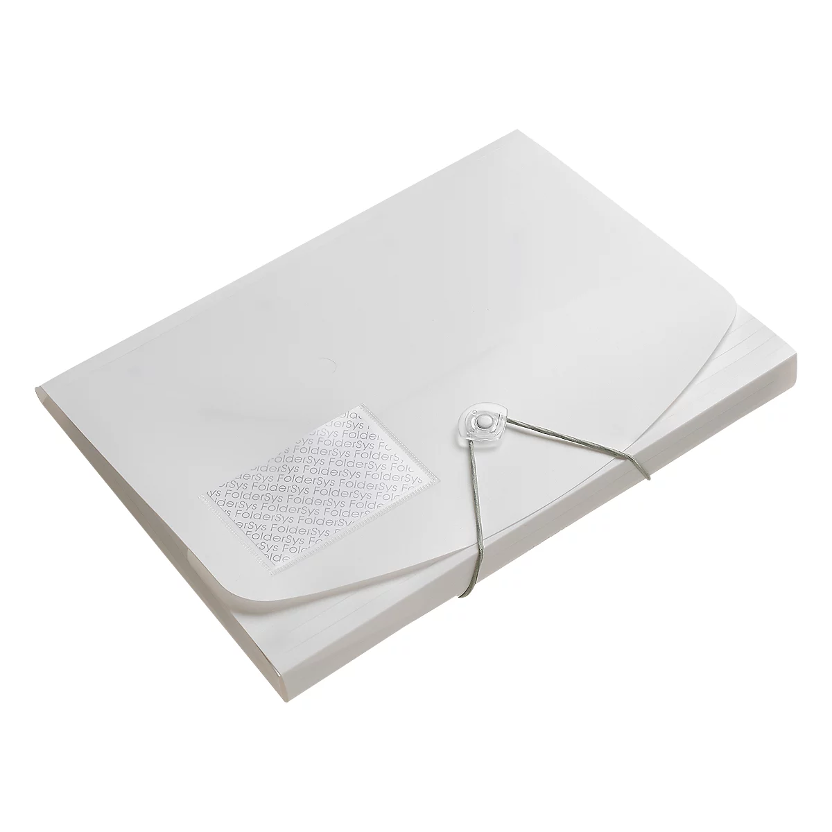 Hoekmappen FolderSys JUMBO, A4, B 240 x H 320 mm, 3 binnenflappen &amp; elastische sluiting, polypropyleen, dikte 0,42 mm, wit, 10 st.