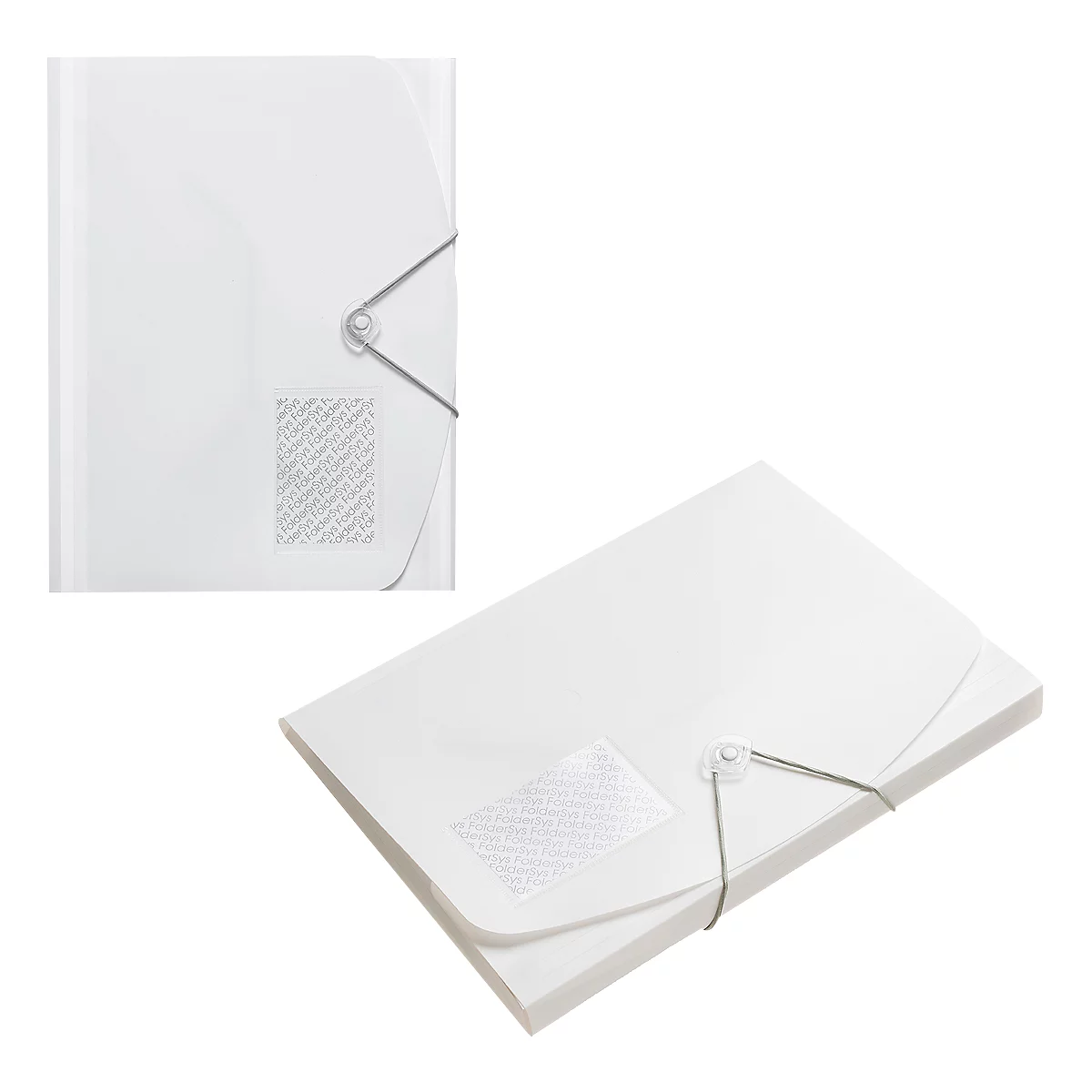 Hoekmappen FolderSys JUMBO, A4, B 240 x H 320 mm, 3 binnenflappen &amp; elastische sluiting, polypropyleen, dikte 0,42 mm, wit, 10 st.