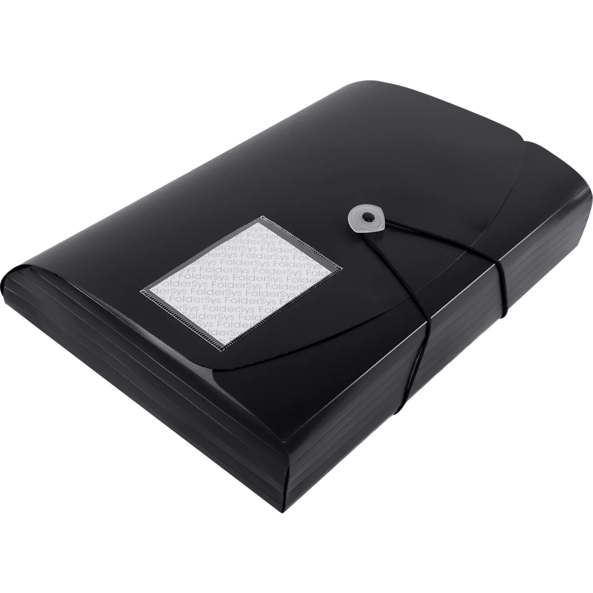 Hoekmappen FolderSys JUMBO, A4, B 240 x H 320 mm, 3 binnenflappen &amp; elastische sluiting, polypropyleen, dikte 0,42 mm, zwart, 10 st.