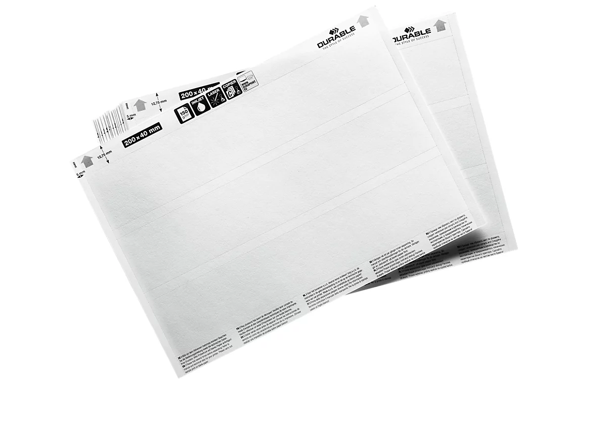 Hoja de etiquetado Recambio de etiquetas, perforado, imprimible, An 200 x Al 40 mm, 60 etiquetas
