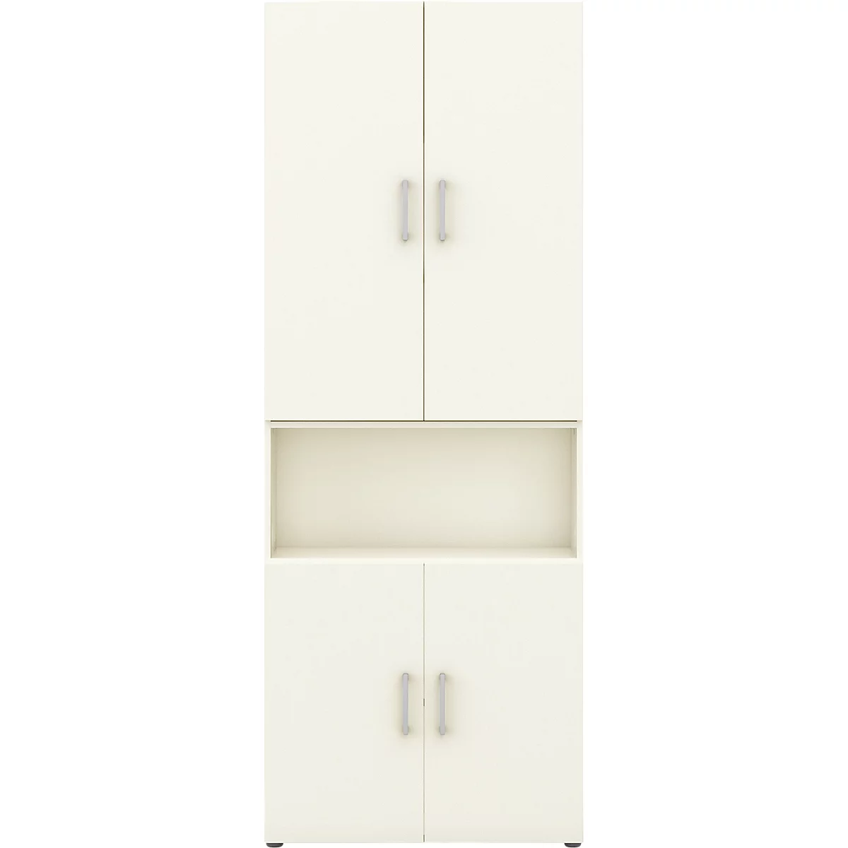Home Kantoorkast TEMPIO, van hout, 4 deuren, 2 laden, 6 OH, B 800 x D 340 x H 2130 mm, wit/wit