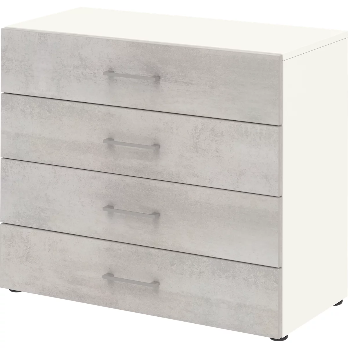 Home Kantoorkast TEMPIO, van hout, 4 laden, 2 OH, B 800 x D 340 x H 720 mm, wit/beton