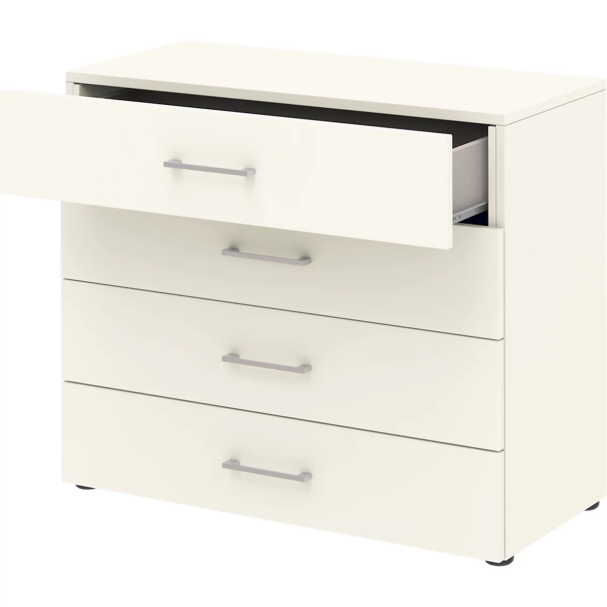 Home Kantoorkast TEMPIO, van hout, 4 laden, 2 OH, B 800 x D 340 x H 720 mm, wit/wit