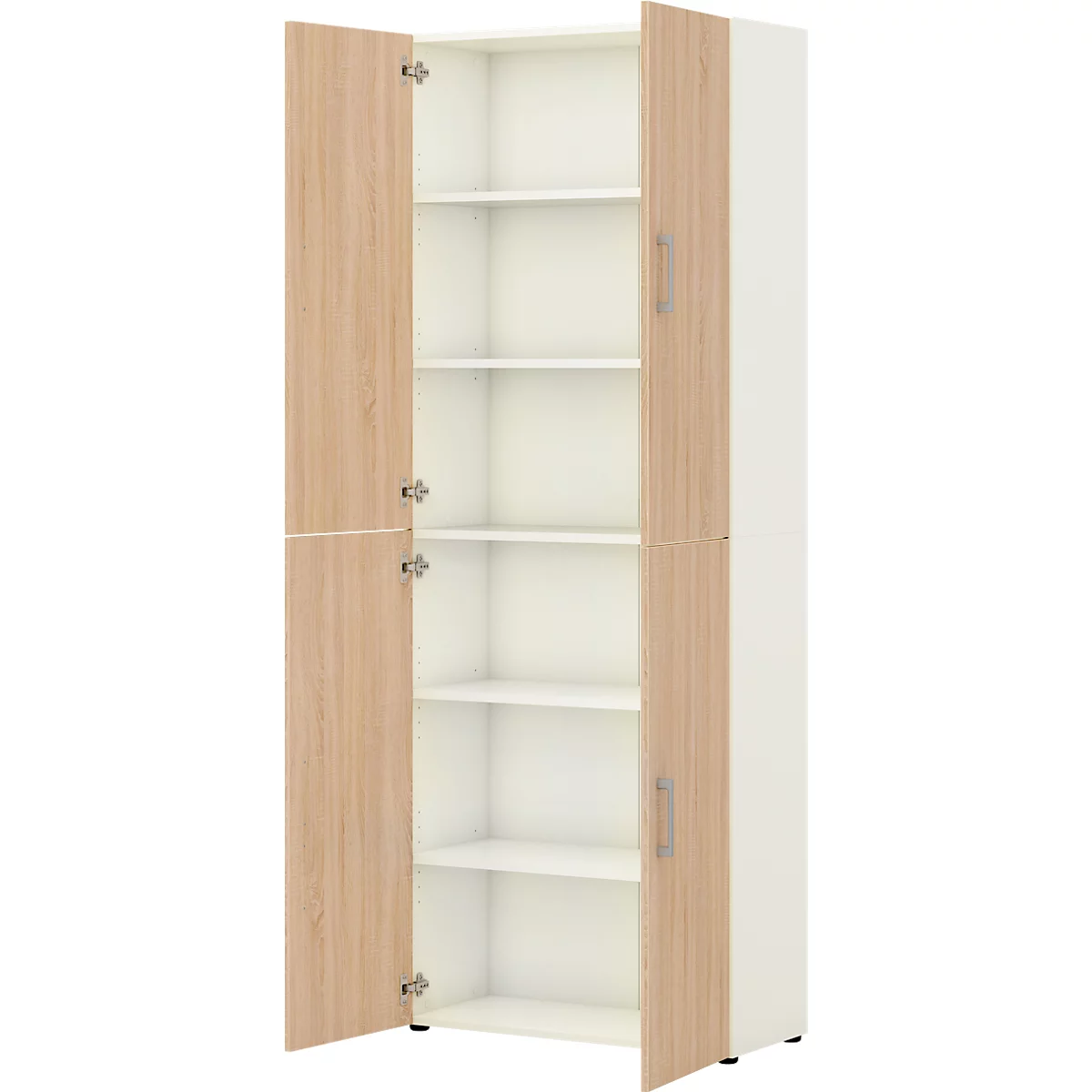 Home Office Aktenschrank TEMPIO, aus Holz, 4 Türen, 6 OH, B 800 x T 340 x H 2130 mm, weiß/Sonoma Eiche