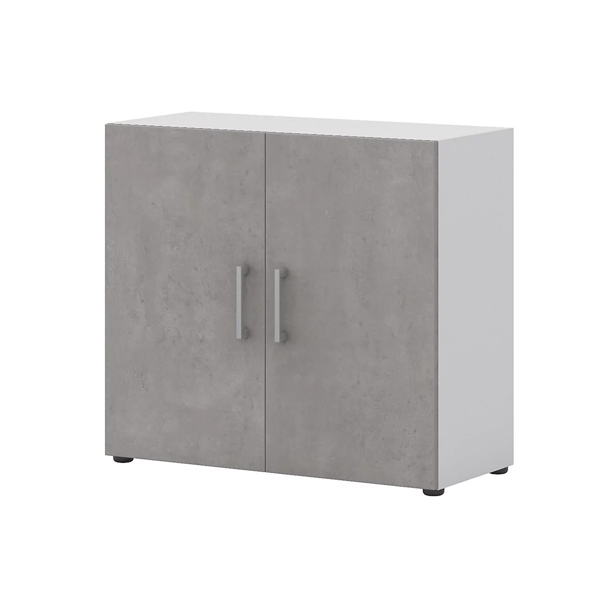 Home Office classeur TEMPIO, en bois, 2 portes, 2 OH, L 800 x P 340 x H 720 mm, blanc/béton