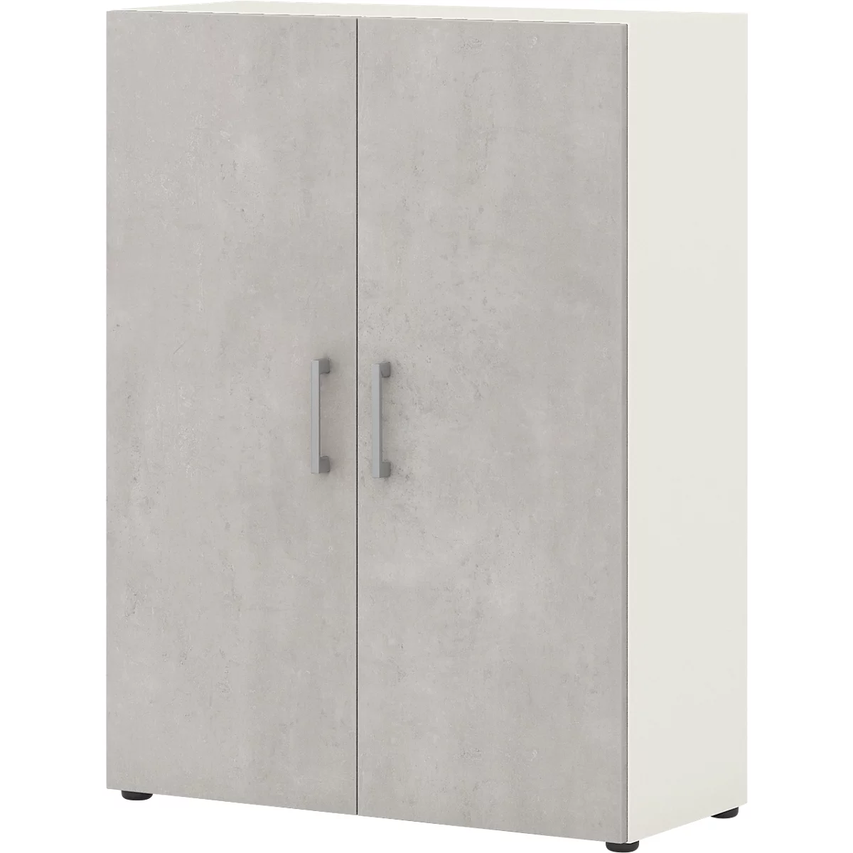 Home Office classeur TEMPIO, en bois, 2 portes, 3 OH, L 800 x P 340 x H 1070 mm, blanc/béton