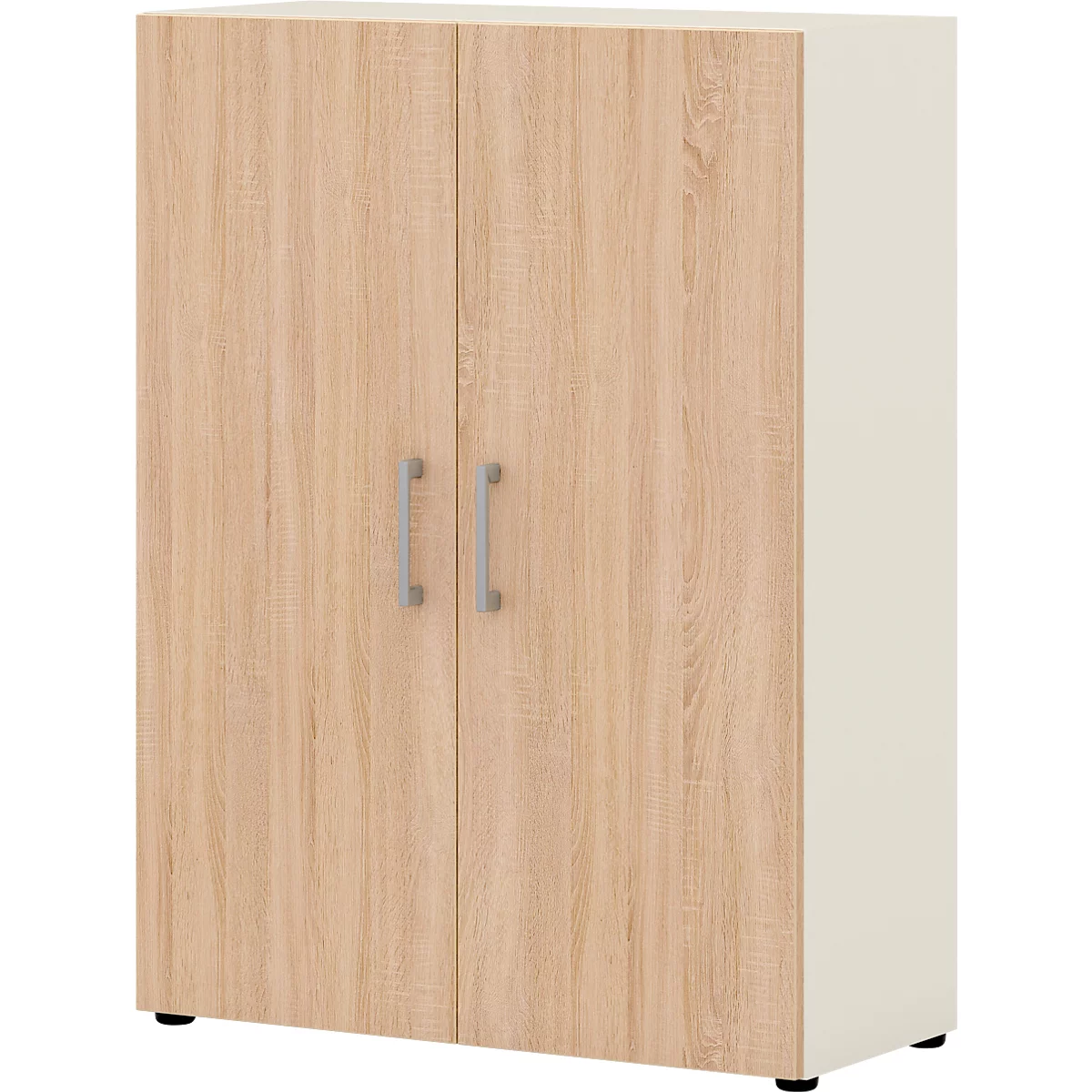 Home Office classeur TEMPIO, en bois, 2 portes, 3 OH, L 800 x P 340 x H 1070 mm, blanc/chêne Sonoma