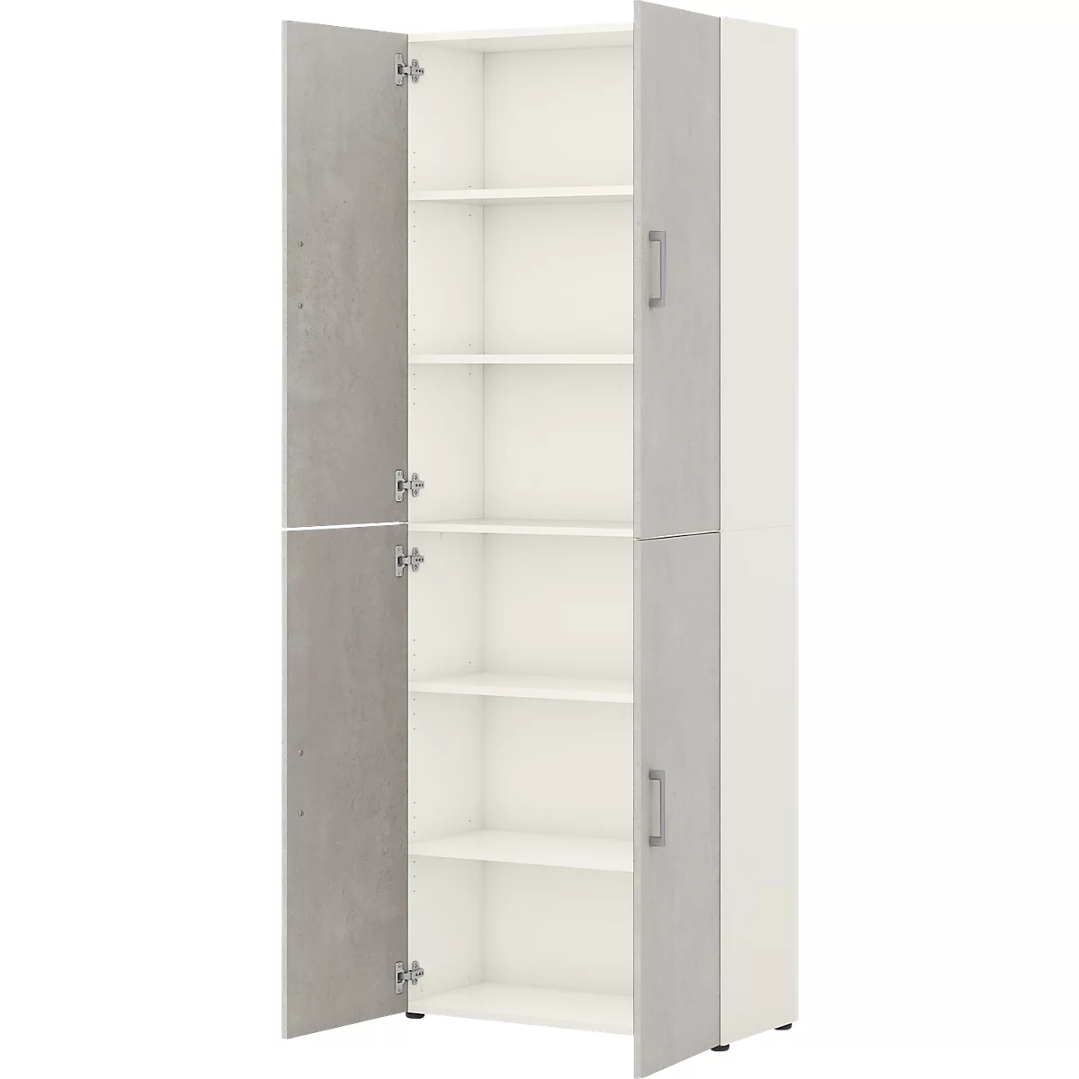 Home Office classeur TEMPIO, en bois, 4 portes, 6 OH, L 800 x P 340 x H 2130 mm, blanc/béton