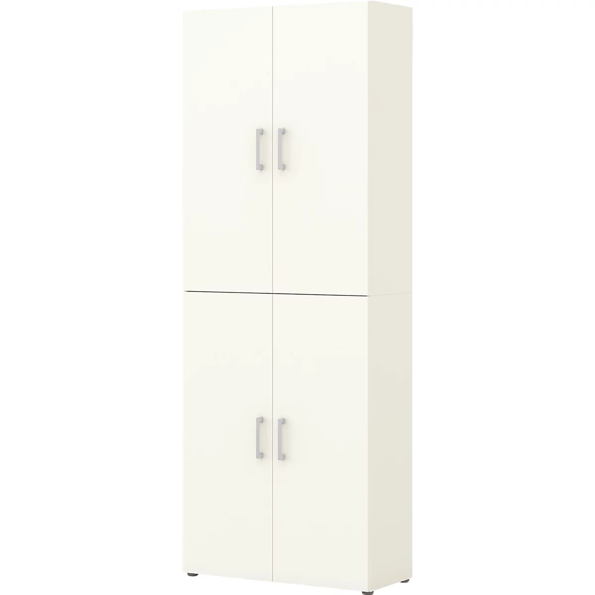 Home Office classeur TEMPIO, en bois, 4 portes, 6 OH, L 800 x P 340 x H 2130 mm, blanc/blanc