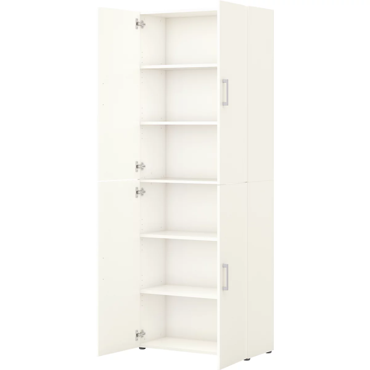 Home Office classeur TEMPIO, en bois, 4 portes, 6 OH, L 800 x P 340 x H 2130 mm, blanc/blanc