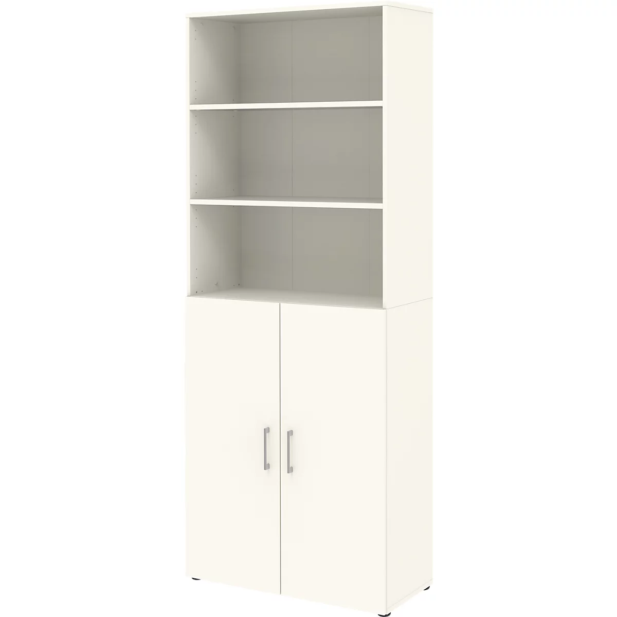 Home Office combikast TEMPIO, van hout, 2 deuren (3 OH), 6 OH, B 800 x D 340 x H 2130 mm, wit/wit