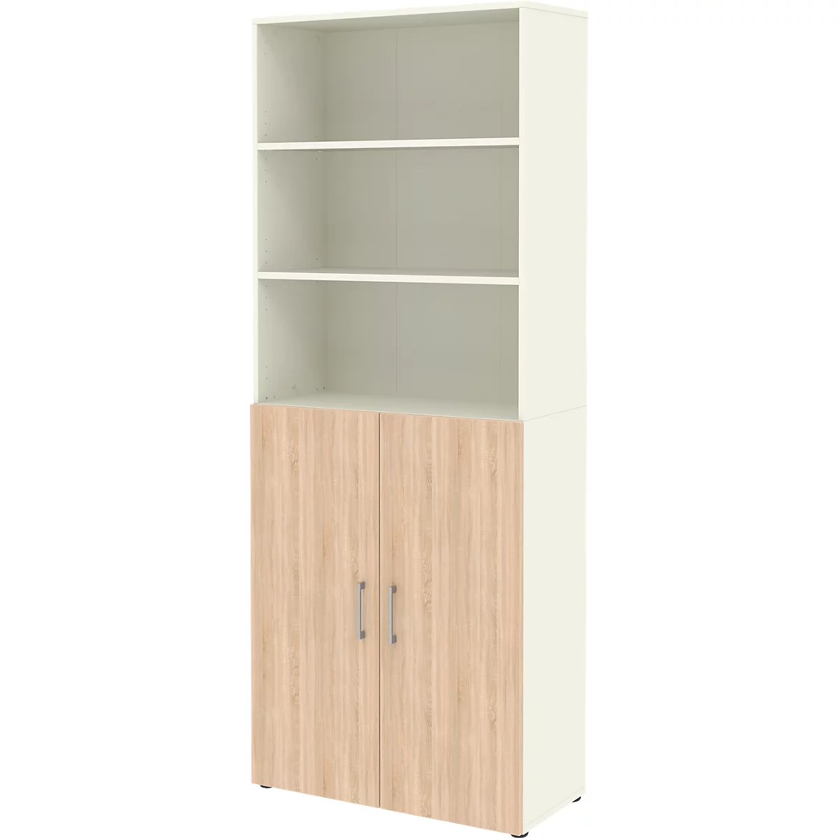 Home Office-combinatiekast TEMPIO, van hout, 2 deuren (3 OH), 6 OH, B 800 x D 340 x H 2130 mm, eiken wit/Sonoma