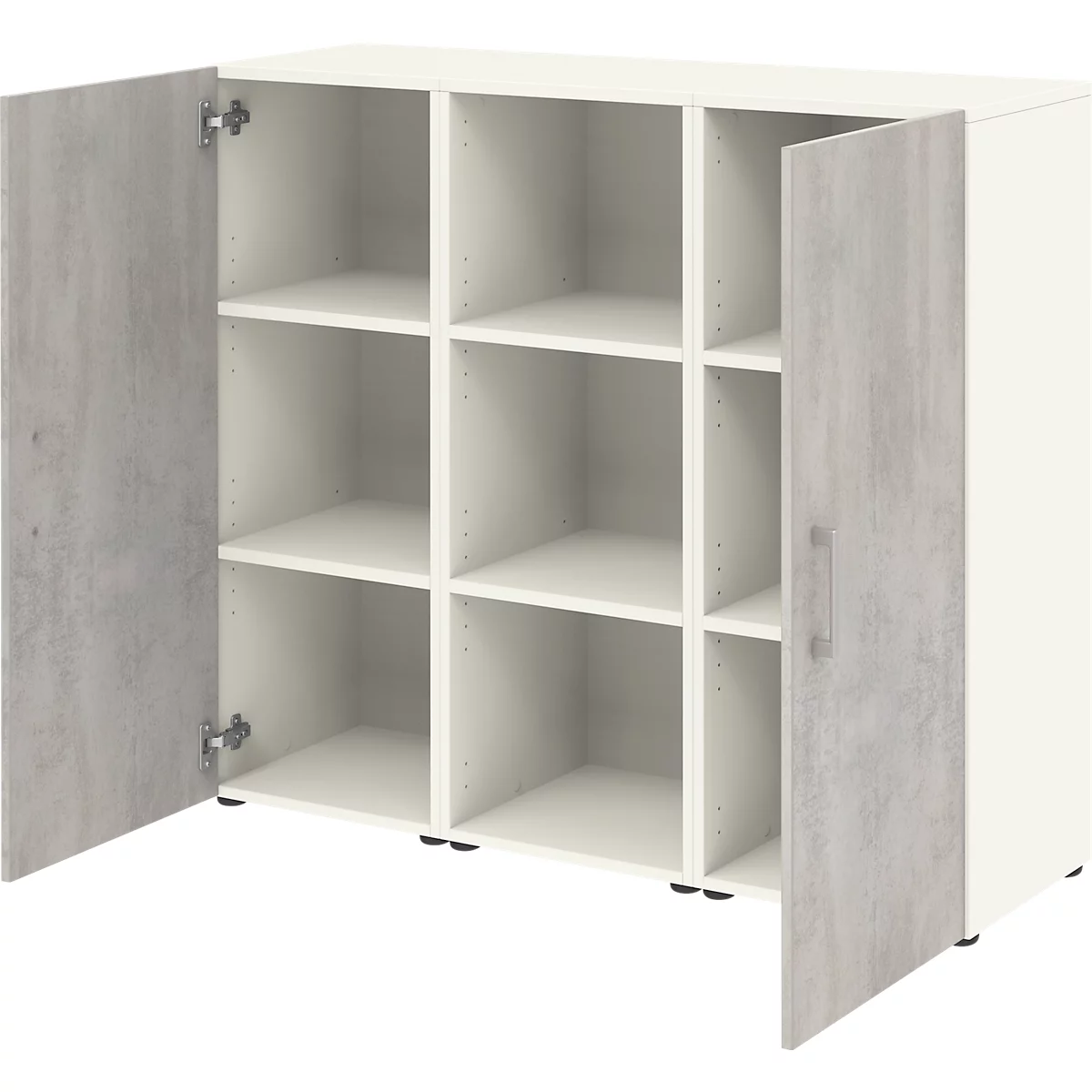 Home Office dressoir TEMPIO, van hout, 2 deuren, 1 legplank, 3 OH, B 1200 x D 340 x H 1070 mm, wit/beton