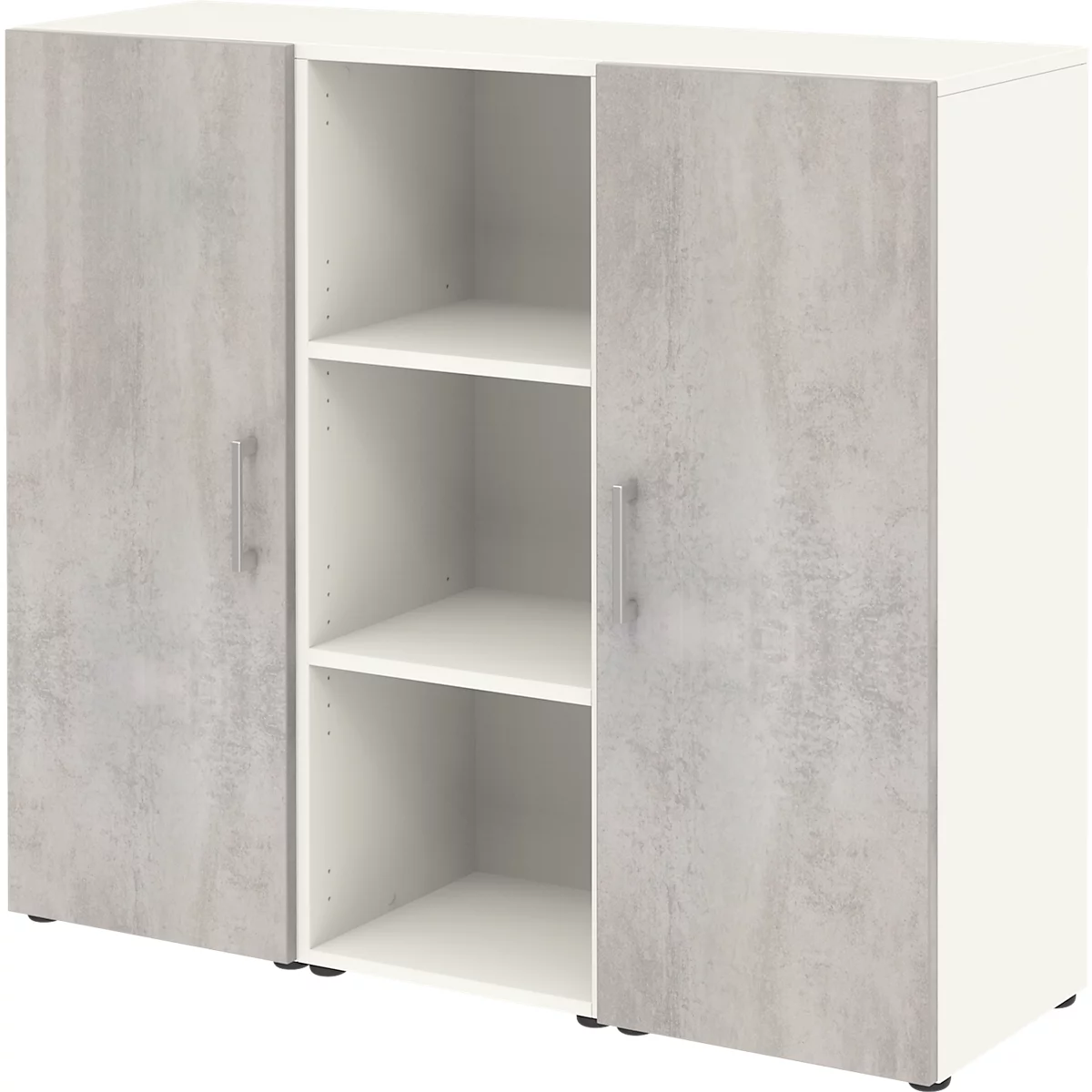 Home Office dressoir TEMPIO, van hout, 2 deuren, 1 legplank, 3 OH, B 1200 x D 340 x H 1070 mm, wit/beton