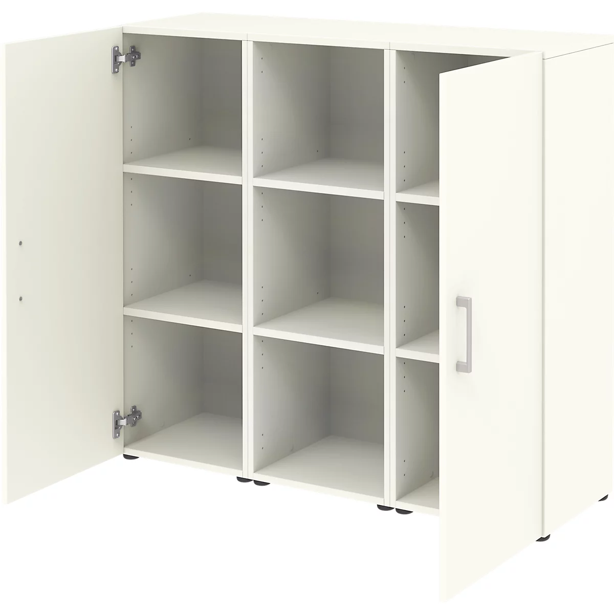Home Office dressoir TEMPIO, van hout, 2 deuren, 1 legplank, 3 OH, B 1200 x D 340 x H 1070 mm, wit/wit