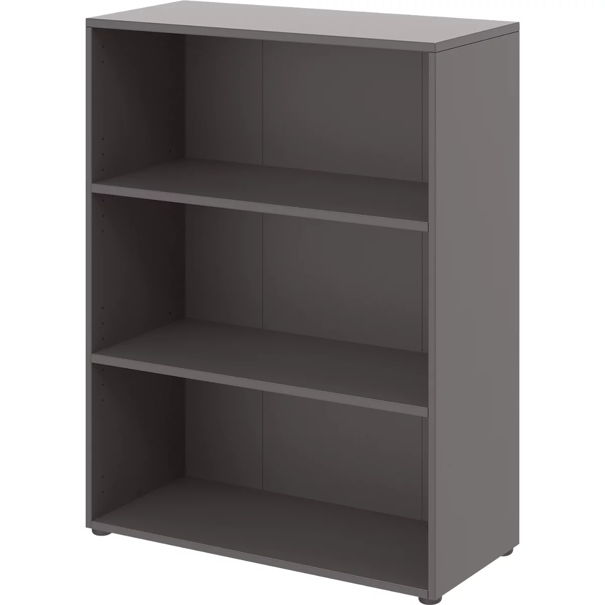 Home Office Regal TEMPIO, aus Holz, 3 Fächer, 3 OH, B 800 x T 340 x H 1070 mm, anthrazit
